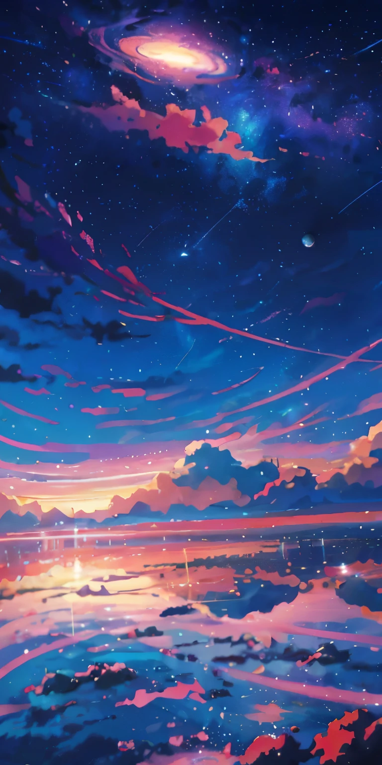 anime - style scene of a beautiful sky with a star and a planet, cosmic skies. by makoto shinkai, anime art wallpaper 4k, anime art wallpaper 4 k, anime art wallpaper 8 k, anime wallpaper 4k, anime wallpaper 4 k, 4k anime wallpaper, anime sky, amazing wallpaper, anime background, heaven planet in background, anime background art