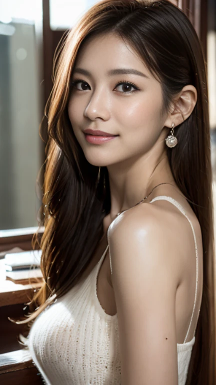 table top, highest quality, realistic, Super detailedな, finely, High resolution, 8K wallpaper, 1 beautiful woman,, light brown messy hair, wearing a business suit, sharp focus, perfect dynamic composition, detailed and beautiful eyes, fine hair, Detailed and realistic skin texture, smile, close-up portrait、model body shape、、Upper body、16K、8K、front shooting、Huge file size、first person perspective、central image、medium chest、dynamic pose、(no one in the background) :1.3)、detailed lips、HDR、RAWphotograph、hyper detail、details、shiny skin!!!、very beautiful long and slim legal legs、(Highest image quality、4K、T masterpiece:1.Lettie woman、1 girl、(Super detailedなシードフェイス、detailed lips、detailed eyesの美しさ、(8K、HDR、High resolution)、((((photograph、ultra-authenticism、超High resolution))))、(Super detailed、details)、close to the face、Glossy skin on the thighs!!!、16K、stare、look straight ahead、Completely subjective with women at the center、symmetrical and balanced body、human hand、highest quality、Super detailed、Definition down to the details、High resolution、8K、wallpaper、natural color lip、blonde and medium-long hair、超High resolution、highest quality、photograph、4K、highest quality、masterpiece、超High resolution、RAWphotograph、very detailed、front、The most popular idols in Japan、view audience、very cute face、Absolutely beautiful big black eyes、Quite wet lips、beautiful black hair、Truly beautiful skin、very beautiful breasts、perfect body、detailed face、detailed eyes、detailed lips、detailed chest、detailed hair、detailed skin、detailed chest、detailed body、