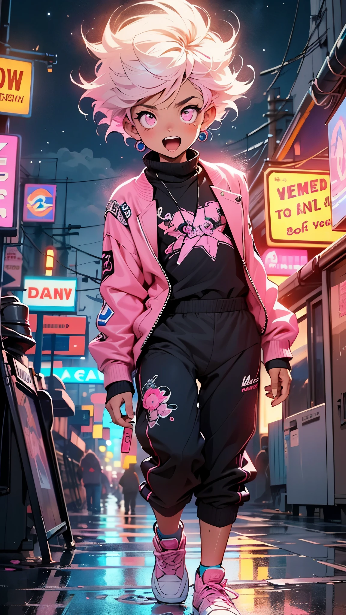 (1:1.3),(1boy:1.5),15-year-old,teenager,femboy,Libido boy,Female physiognomy,
little boy,(((little boy,boy,???,??? only,,1boy,(male gender:1)))),
pink hair,short detailed hair,(((neon_pink_eyes:1.3))),intricate eyes,beautiful detailed eyes,symmetrical eyes,big eyes:1.5,'s chest,((??? body,a little chubby,good anatomy,accurate body proportions,detailed shota body for young boy,perfect anatomy))),
serious and thoughtful man,(nsfw),
flat chest,((fat)),(((lustrous skin:1.5,bright skin: 1.5,skin tanned,shiny skin,very shiny skin,shiny body,plastic glitter skin,exaggerated shiny skin,illuminated skin,wet legs))),(detailed body),
collar around his neck,The collar is attached to a thick dog leash,(tiny bulge on pants),Sweatshirt,revealing clothing,show skin,(micro clothes,rave fashion,visible thong straps,accessories LED),((underpants strap)),((wet clothes,intricate outfit,intricate clothes)),
(dynamic pose:1.0),solo focus,(embarrassed,open mouth),(centered,scale to fit dimensions,Rule of thirds),
cyberpunk city by the ocean at night, with bright neon signs and dark stormy clouds and puddles, scenery:1.25,nighttime, starry night, cosmos,Very dark night that makes the neon lights stand out, very bright neon lights,nighttime, starry night, cosmos,
artistic photography,(photography taken by sldr),highres, sharp focus,(ultra detailed, extremely detailed), (photorealistic artwork:1.37),(extremely detailed CG unity 8k wallpaper),((synthwave background theme)),(((vibrant colors))),intricate,(intricate background),(masterpiece),(best quality),perfect rendered face,perfect face details,realistic face,photo realistic,analog style,((intricate detail)),(((realism))),