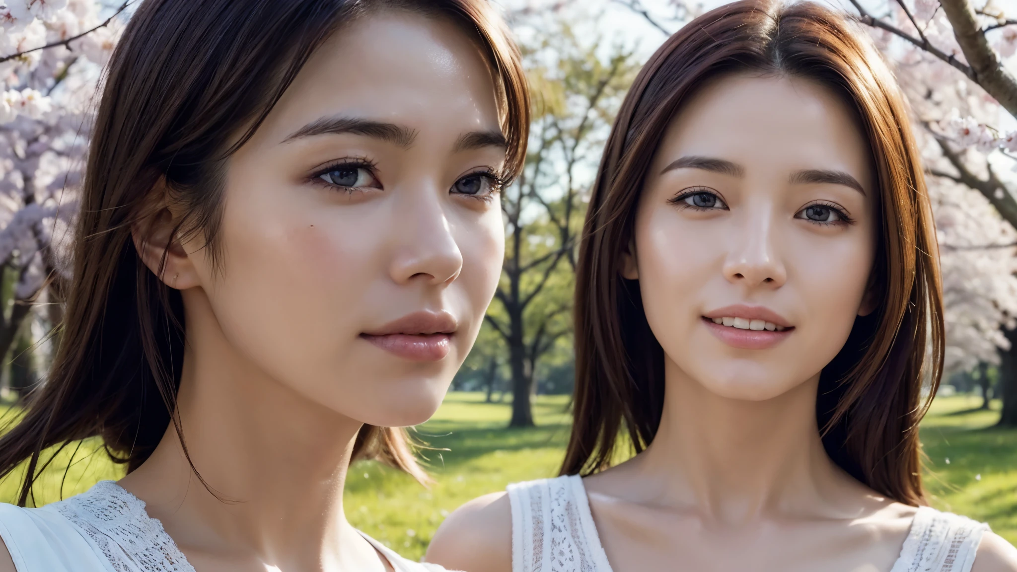 dressed, (photo realistic:1.4), (hyper realistic:1.4), (realistic:1.3), (smoother lighting:1.05), (increase cinematic lighting quality:0.9), 32K, 1girl,20yo girl, realistic lighting, backlighting, light on the face, ray trace, (brightening light:1.2), (Increase quality:1.4), (best quality real texture skin:1.4), finely detailed eyes, finely detailed happy face, finely quality eyes, (tired and sleepy and satisfied:0.0), face closeup, Take a walk in the park with cherry blossoms, (Increase body line mood:1.1), (Increase skin texture beauty:1.1)