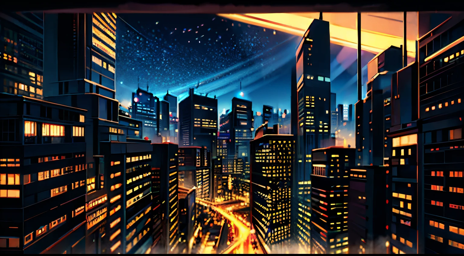 wallpaper, afternoon, sunset, City, Buildings, lights, bustling, Cyber City, neon light, modern times, big city, vibrant, blue and light blue,8k