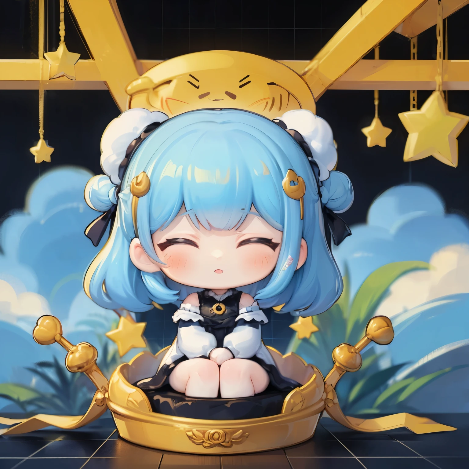 blindbox, Cute girl practicing kissing face for role, closing both eyes