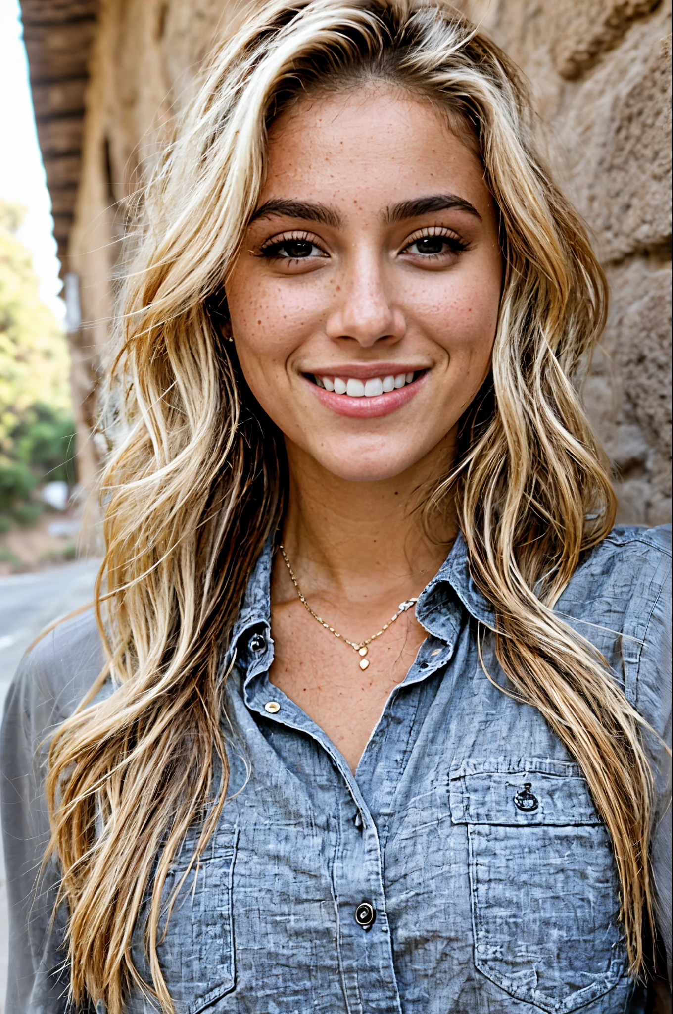 Ashley Benson wearing clothes made of coins and smiling