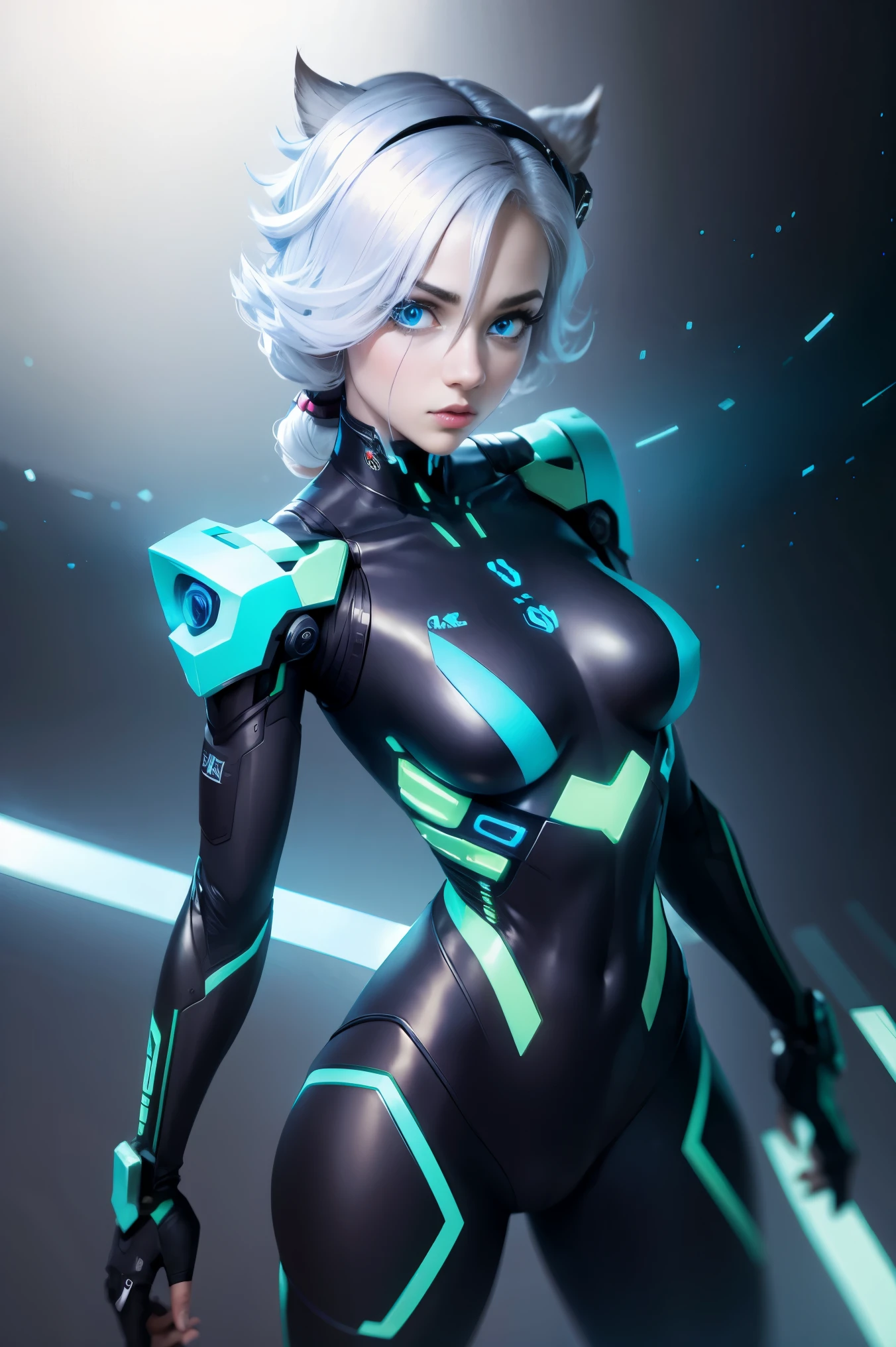 A humanoid robot with piercing neon blue eyes and wires protruding from its mechanical body. --c 12 --s 850 --q 2