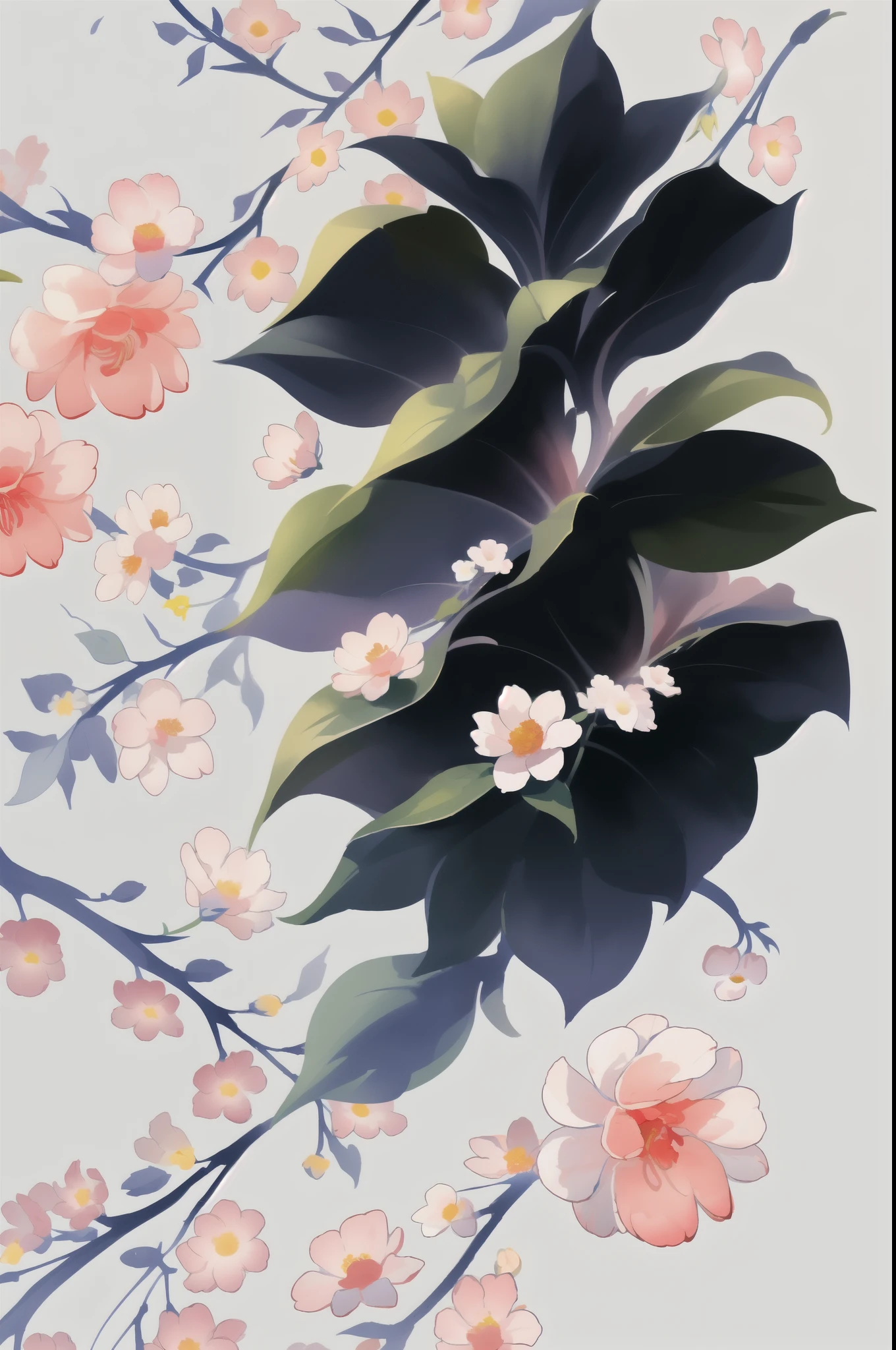 色彩艳丽的flowers丛，colorful flowers，flowers，flowers，solid color background