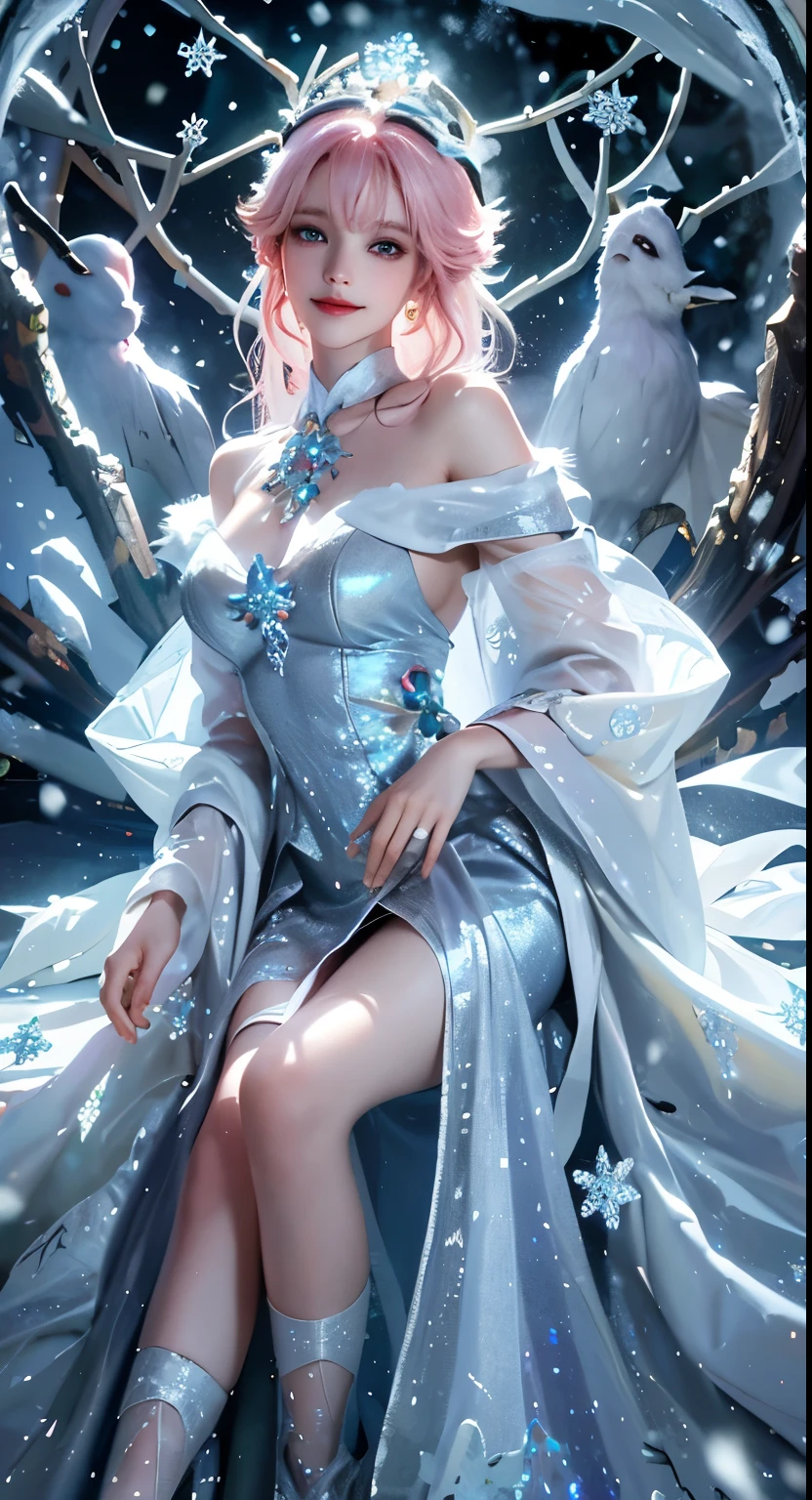 crystal covered, （Full body ：1.3）, alternate color, masterpiece, detailed illustration, realistic, pixiv top quality, exquisite, {{{kawaii 1girl}}}, ultra beauties who fuse with machines, glitter beautiful female, Half of my body is made of machines,  cinematic lighting, dynamic angle, dynamic pose, crystal world, depth of field，Shiny socks，Crystal stockings，Crystal high heels
