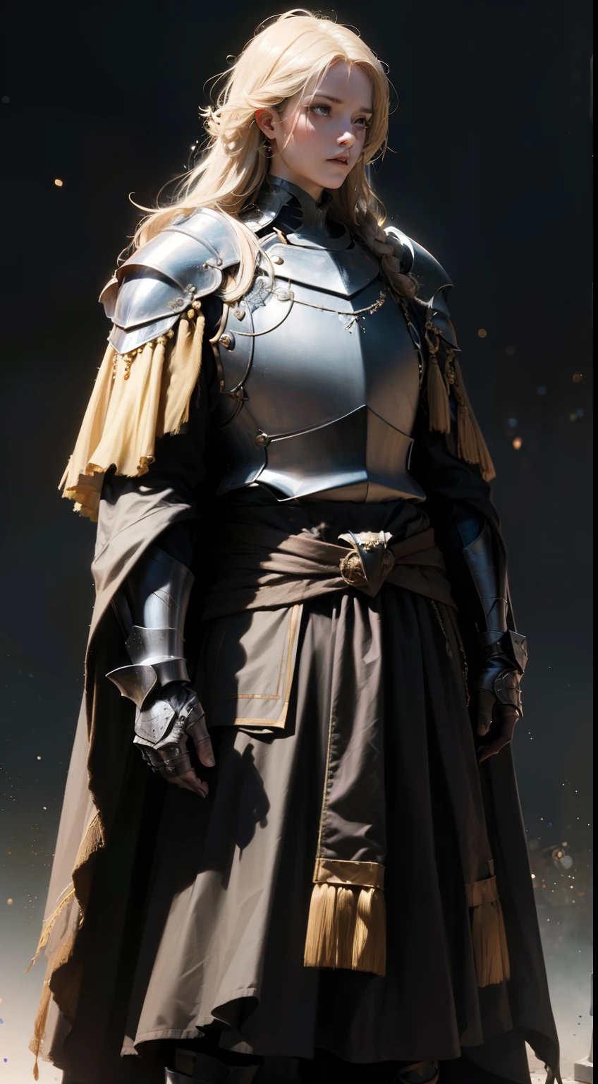(UHD, masterpiece, ccurate, anatomically correct, textured skin, super detail, high details, high quality, best quality, highres, 1080P, HD, 4K, 8k, 16k), studio lighting, physically-based rendering, vivid colors, (portrait, (simple background, bokeh:1.5), ((1 character)), (Male knight), imposing walk, (low camera angle), (the knight uses a flowing ragged cloth around his waist), (dark atmosphere)