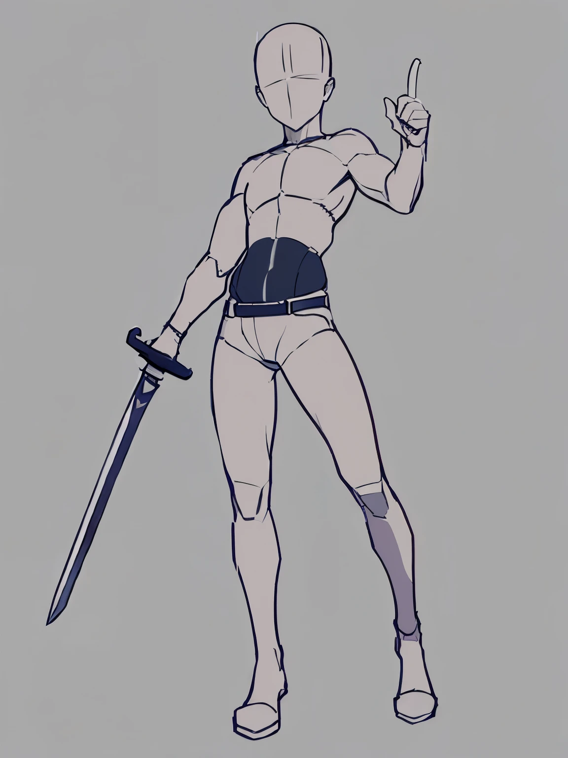 anime pose ,white background,full body,1boy, holding a sword
