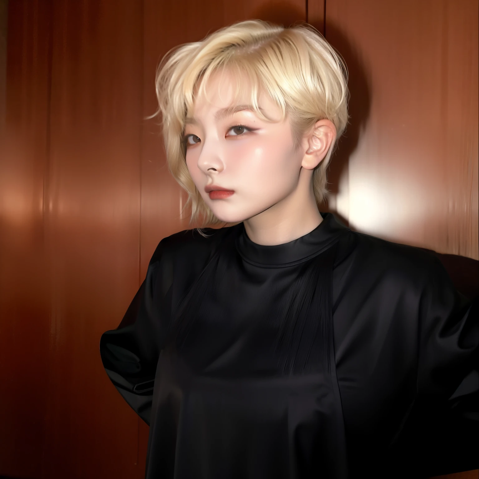 blond Kang Seulgi with cabelo curto and black top posing for a picture, cabelo curto platinado moleca, with cabelo curto, bleached blonde cabelo curto, cabelo loiro curto, corte de duende,  com cabelo branco curto, cabelo loiro curto, blonde cabelo curto, cabelo curto on sides of head, cabelo de duende, cabelo curto, cabelo loiro curto with bangs, cabelo curto with gel, Kang Seulgi from Red Velvet 