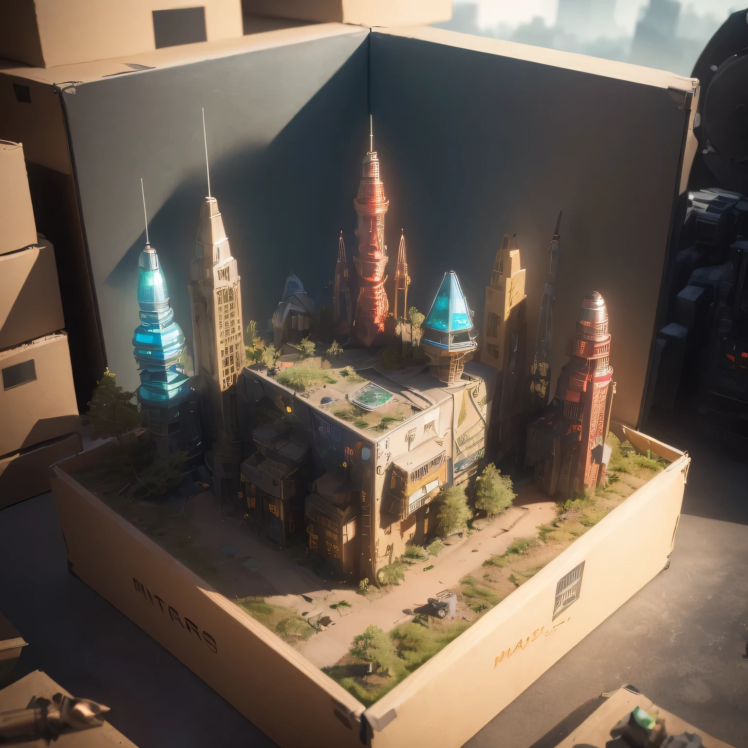 3598年Mars realistic model, (split ends, original photo, best quality, masterpiece:1.4),Steampunk Cyberpunk 6820 City,(CyberpunkMars light:1.3), Mars (related to land),(in a small nature box:1.3),Isometric, small nature, landscape on foundation,landscape,