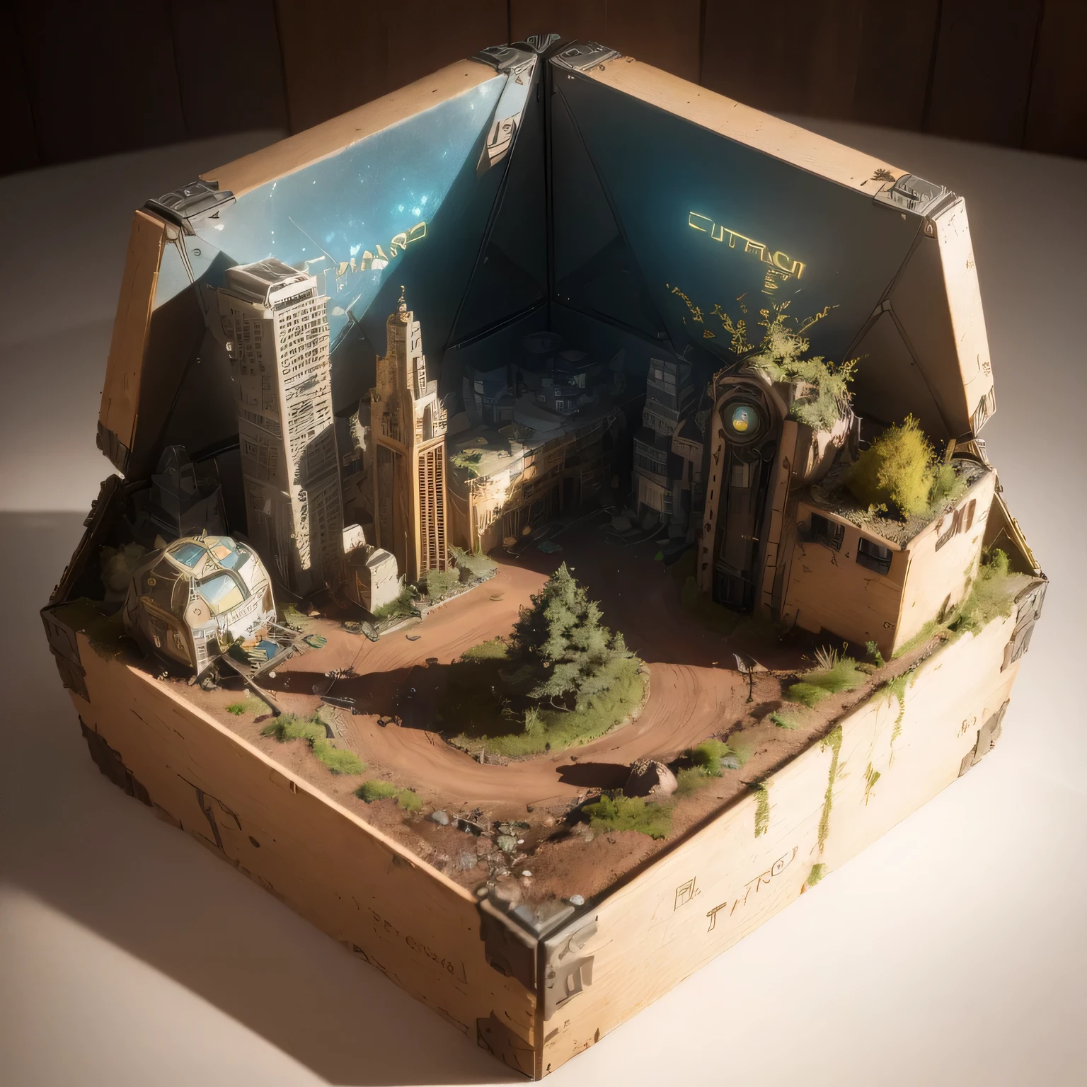 3598年Mars realistic model, (split ends, original photo, best quality, masterpiece:1.4),Steampunk Cyberpunk 6820 City,(CyberpunkMars light:1.3), Mars (related to land),(in a small nature box:1.3),Isometric, small nature, landscape on foundation,landscape,