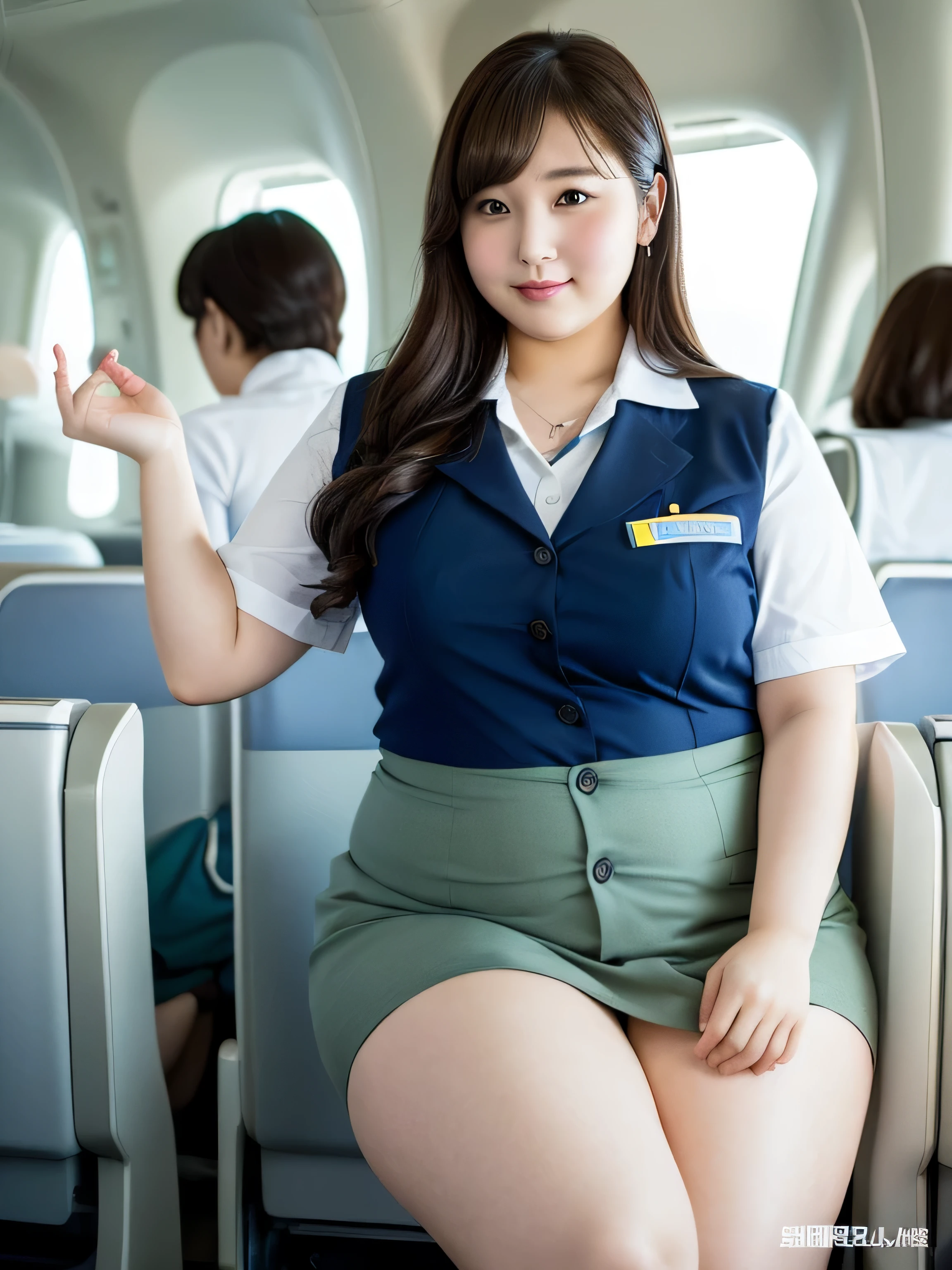 (1 female、Overweight、Extremely fat、Chubby、stewardess、Japanese、4k、High resolution、masterpiece、Highest