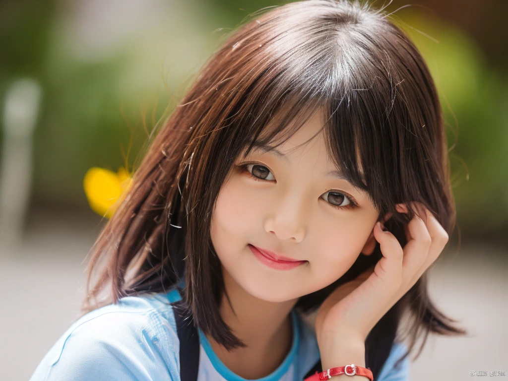 masterpiece Female student very cute Natural atmosphere boyish Bobcut Dimples mole Tanuki face Bra Top