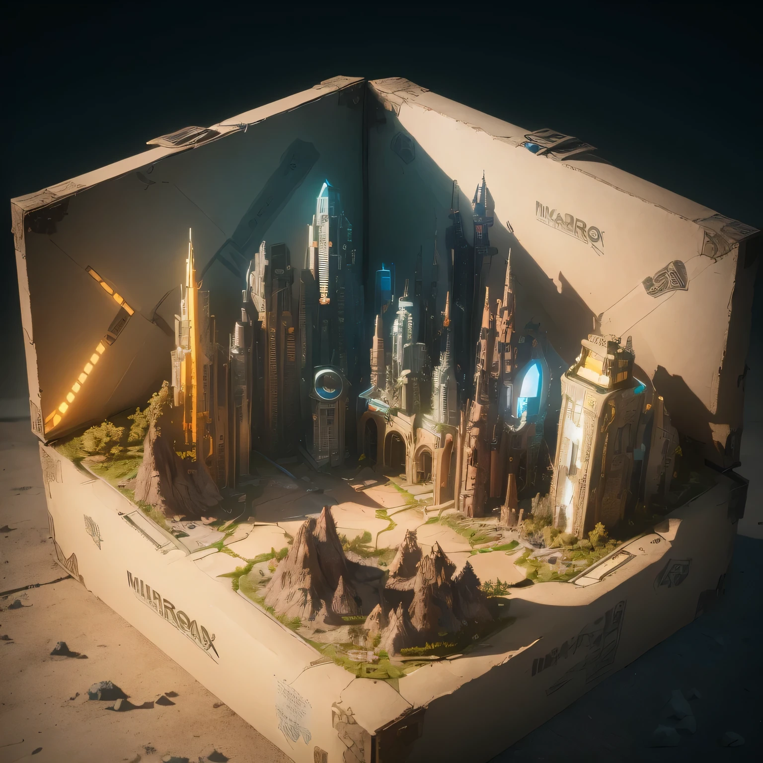 3598年Mars realistic model, (split ends, original photo, best quality, masterpiece:1.4),Steampunk Cyberpunk 6820 City,(CyberpunkMars light:1.3), Mars (related to land),(in a small nature box:1.3),Isometric, small nature, landscape on foundation,landscape,
