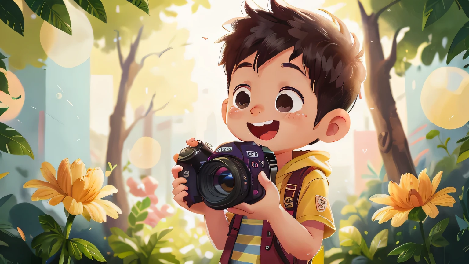 a boy, Handheld DSLR camera, in shopping mall，shooting，,happy, happy, perfect quality, clear focus: 1.2), (actual: 1.2), (Bokeh), (best quality), (delicate skin: 1.3), (intricate details), , (sharp focus), (happy)