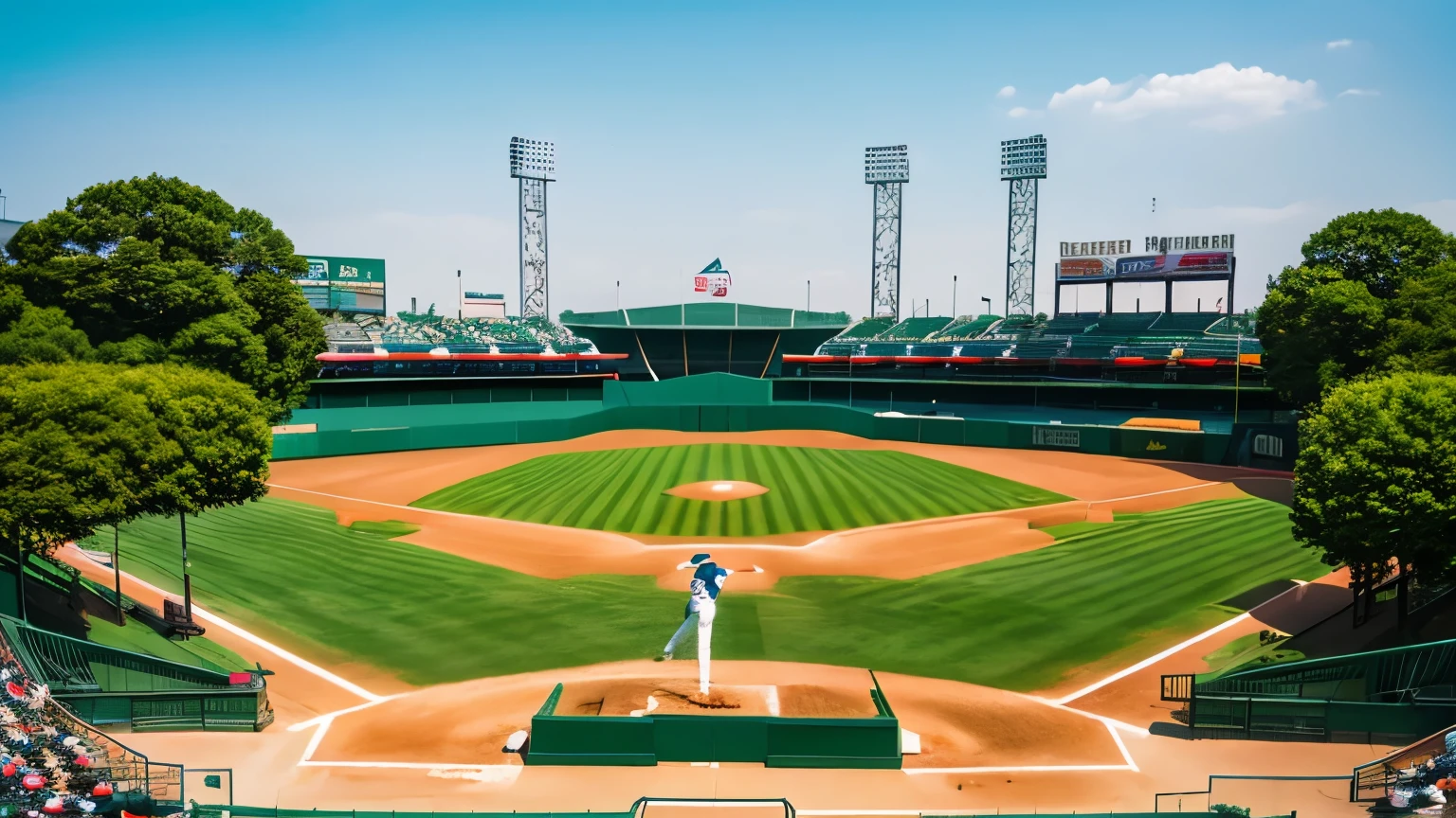 baseball park in Nagoya with blue sky