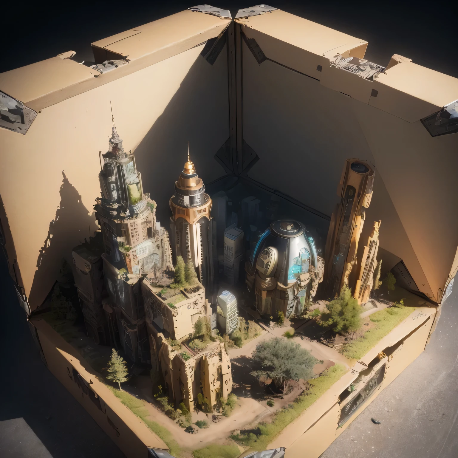 3598年Mars realistic model, (split ends, original photo, best quality, masterpiece:1.4),Steampunk Cyberpunk 6820 City,(CyberpunkMars light:1.3), Mars (related to land),(in a small nature box:1.3),Isometric, small nature, landscape on foundation,landscape,