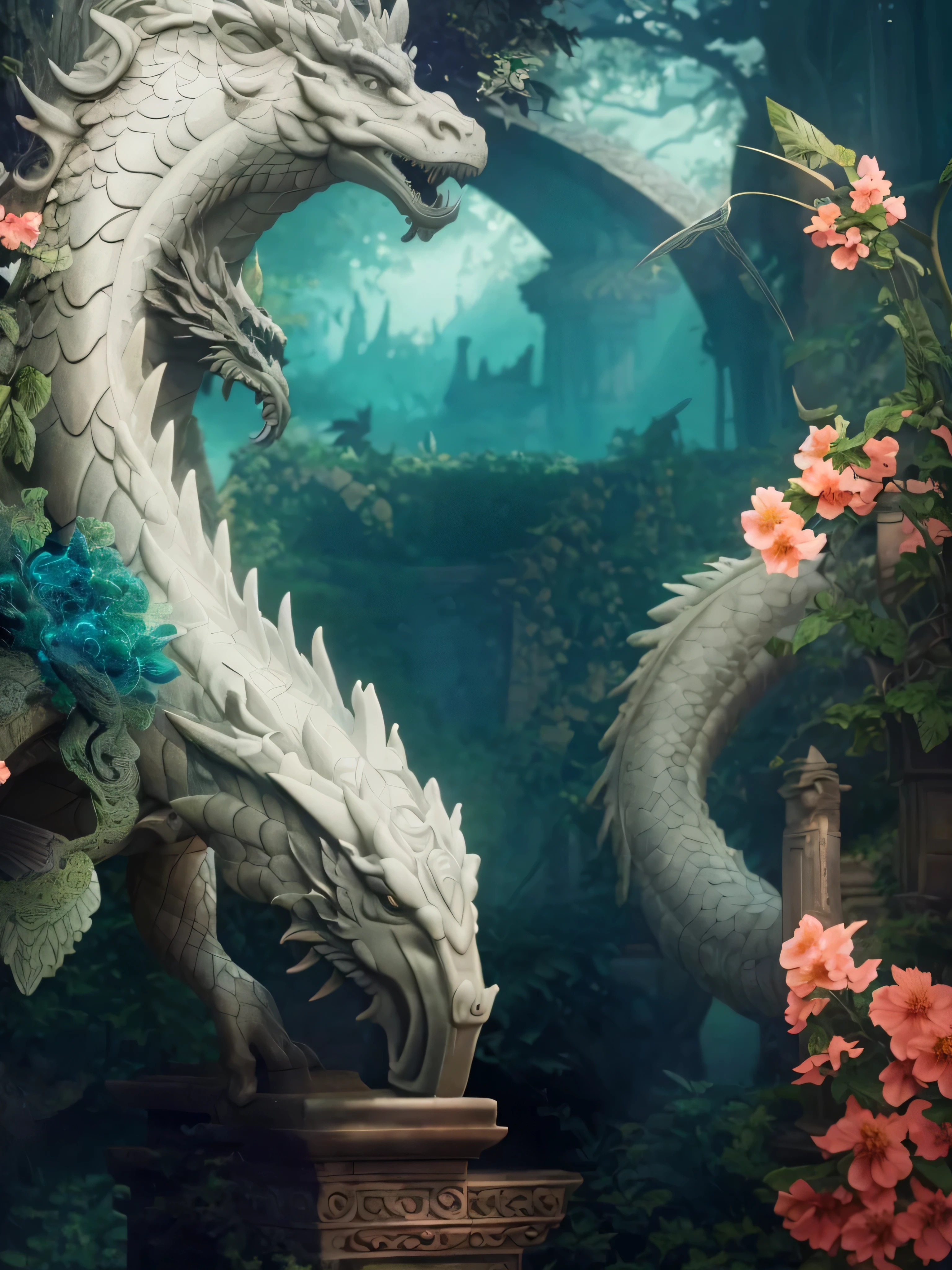 Close-up of dragon and snake in cave, highly detailed fantasy art, Detailed digital 2D fantasy art, detailed fantasy digital art, detailed fantasy art, Digital 2D fantasy art, breathtaking fantasy art, Symmetrical epic fantasy art, Detailed fantasy illustration, Realistic fantasy illustration, Realistic fantasy artwork, highly realistic concept art, hyperrealistic d & D fantasy art