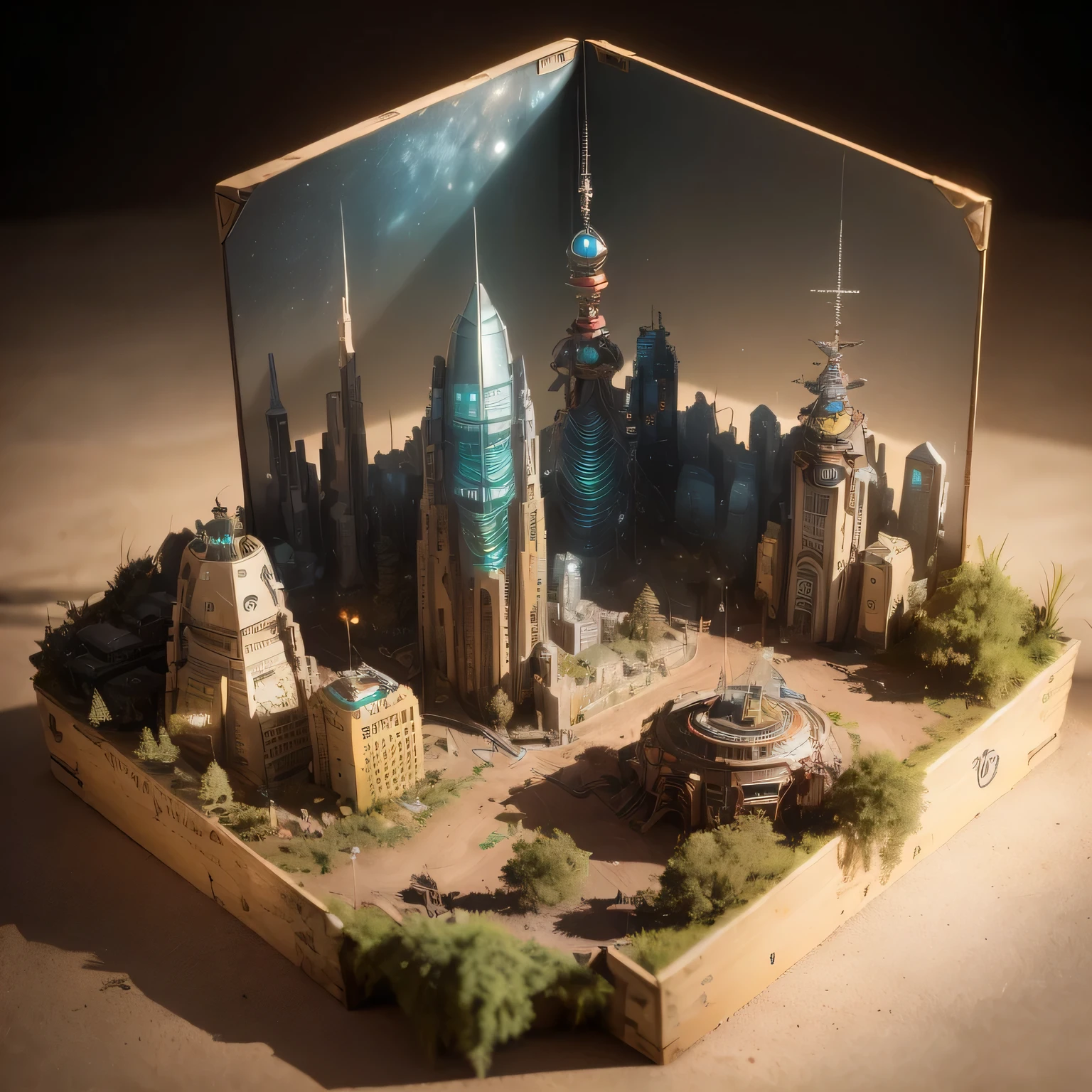 3598年Mars realistic model, (split ends, original photo, best quality, masterpiece:1.4),Steampunk Cyberpunk 6820 City,(CyberpunkMars light:1.3), Mars (related to land),(in a small nature box:1.3),Isometric, small nature, landscape on foundation,landscape,