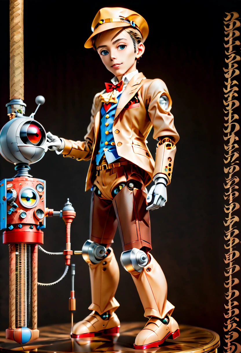  (three-dimensional，Mechanical feel，cute，boy，Mechanical doll, Pinocchio: 1.3), Colorful neon lights, High-tech mechanical parts, Metal body, Detailed vibranium flower design, bright colors, Dynamic glowing flowers, Reflective metal surface, bright environment, dynamic poses, Exquisite presence, skill improved, interlocking mechanical gears, Stylish design, motion blur effect, Detailed metal processing, Sci-fi atmosphere, Streamlined aerodynamic shape, Laser scanning pattern, Holographic projection, LED light track, beautiful and unforgettable, Advanced sensors, complex algorithm, Ominous and mysterious atmosphere, electric spark, Shiny chrome plating, Propulsion systems of the future, BJ_Gundam, (best quality, 8k, high resolution, masterpiece: 1.2), Super detailed, (whole body:1.8)