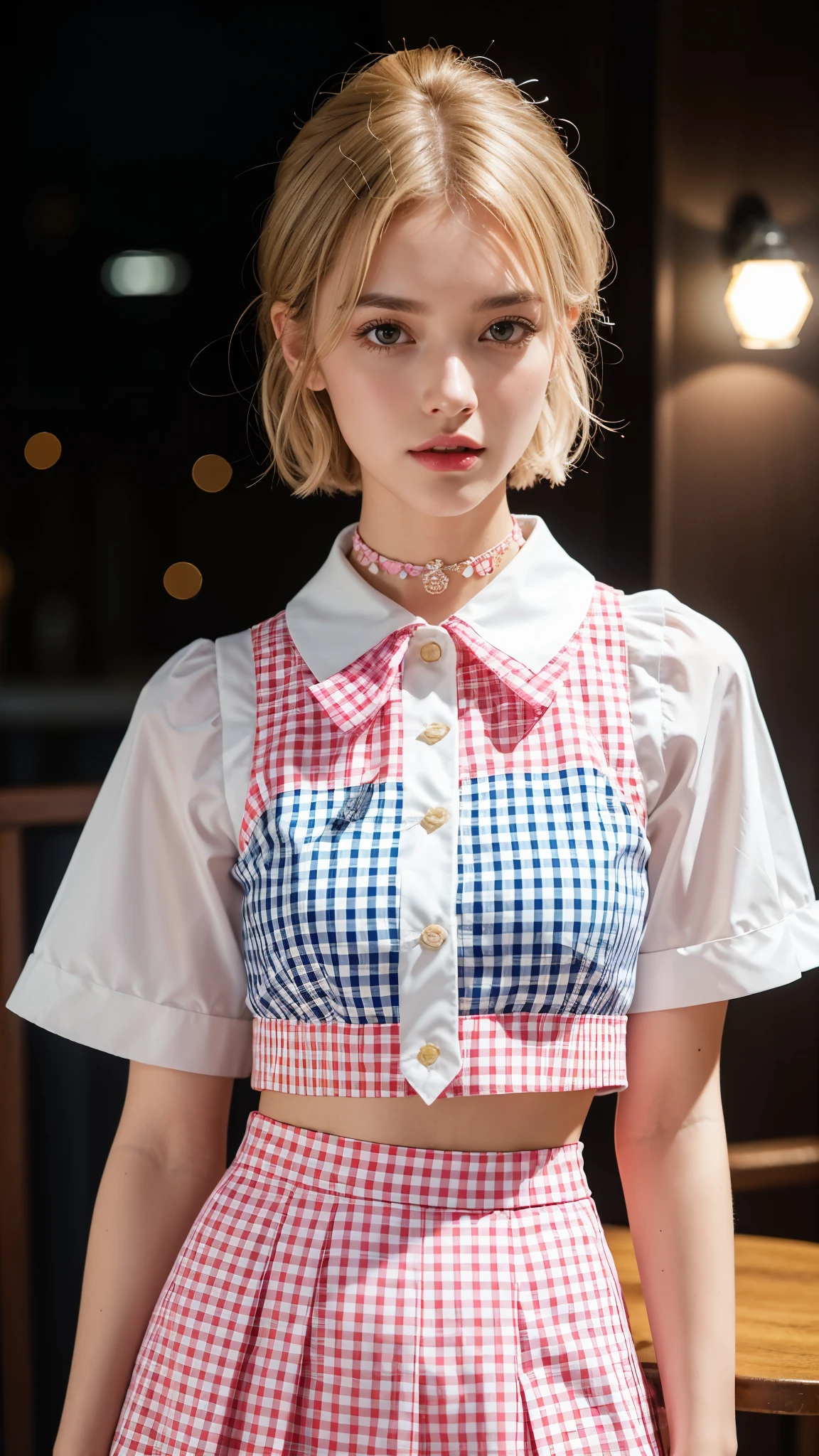 (8k, RAW photo, best quality, masterpiece:1.3),(realistic,photo-realistic:1.37),(night),(looking at viewer:1.331),(white hair),posing,Tokyo street,nightcityscape, cyberpunk city,soft light,1girl,extremely beautiful face,bust,put down hands,Random hairstyle,Random expression,big eyes, ,lower abdomen,(short-sleeved
JK_shirt),JK_style,(dark blue JK_skirt) ,(bow JK_tie),mix4