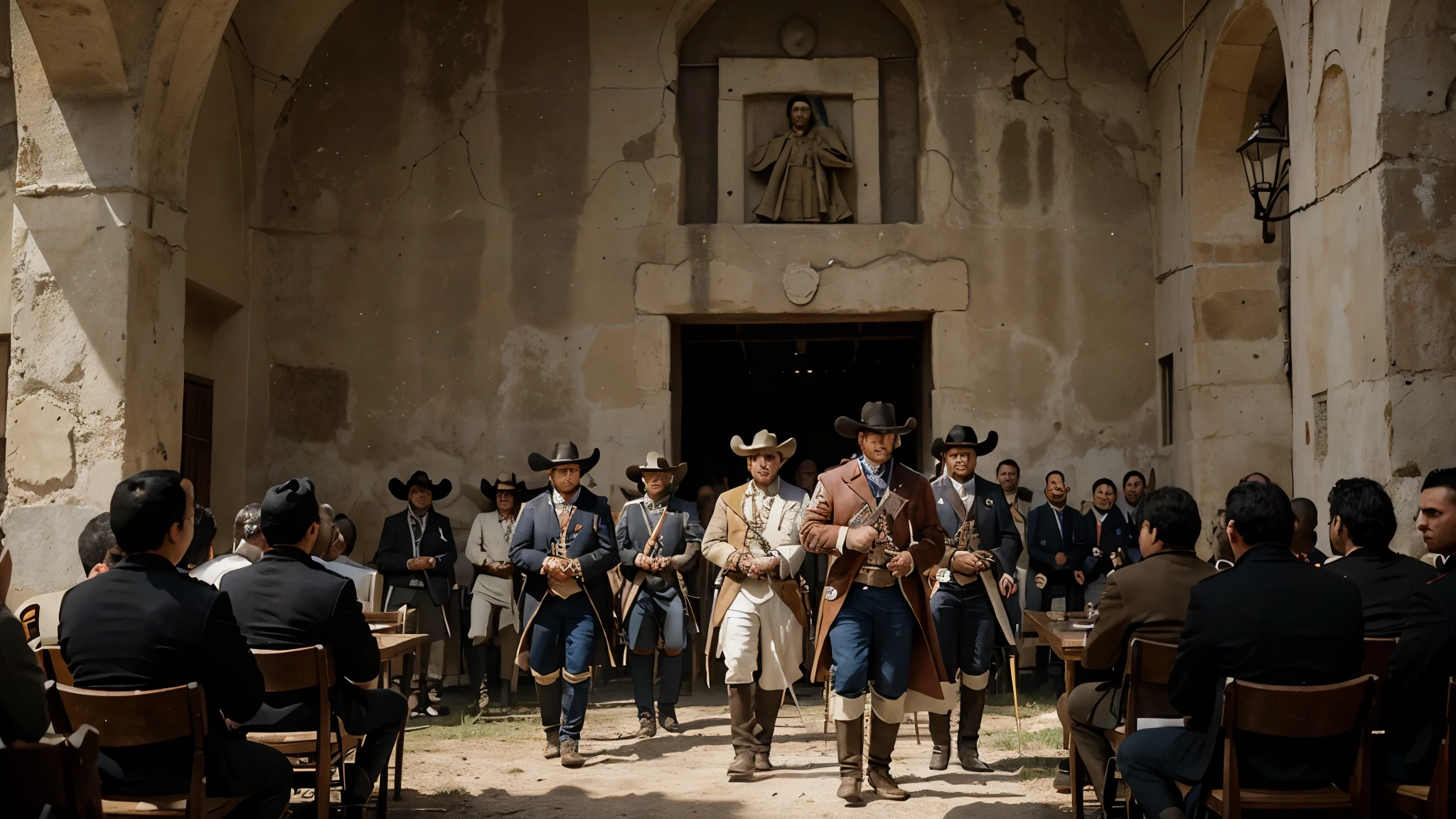 Texas Revolution, The Texas Revolution was a pivotal moment in history that shaped the destiny of Texas as a part of the United States. Central to this struggle for independence was the famous Battle of 183 Alamo, where the Mexican army besieged the Alamo Mission in 1836. Let's delve into the events surrounding this significant chapter in American history.Ultra realistic, details, lots of details, 

