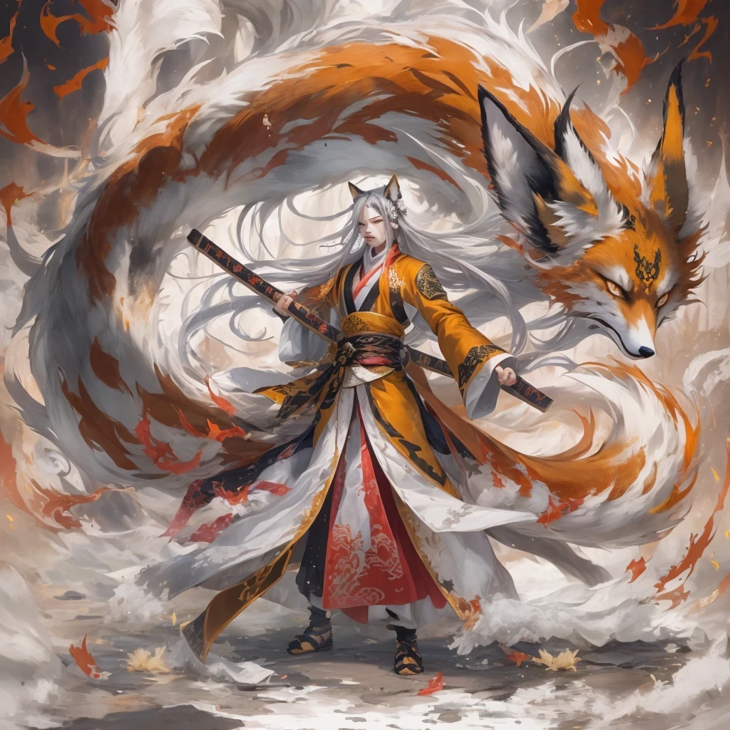 Nine-tailed fox 32k,red and white仙魔界, Chance encounter with Liu Hanshu, He saw his old self in him, Decided to accept him as a disciple, teach him how to protect himself, But because of the hidden star map, Phoenix and the Liu family、Jade Sword Sect builds relationships, Beginning with the death of Liu Hanshu, Qin Yu embarked on the road of confrontation with powerful enemies, work hard, make yourself stronger, Stick to your core path of justice, (nine-tailed fox)eyes full of anger,red and whitenine-tailed fox握緊了拳頭,dash forward,Give the opponent a fatal blow,full body lesbian,Full body nine-tailed fox male mage 32k(傑作canyon超HD)Phoenix(canyon)climb the streets, explosion scene(nine-tailed fox), (dragon), nine-tailed fox憤怒的戰鬥姿態, looking at the ground, batik linen headscarf, 中國red and white圖案長袖服裝, canyonred and whitenine-tailed fox(abstract acrylic splash:1.2)red and white(realistically:1.4),black hair,flour fluttering,rainbow background, high resolution, detail, RAW photos, Sharp Re, Nikon D850 film photo by Jefferies Lee 4 Kodak Portra 400 camera F1.6 guns, colorful, Ultra-realistic and vivid textures, dramatic lighting, Unreal Engine Art Station Trend, Sinest 800,red and white飄逸的霧氣,(((叢林canyon)))The injured line up in the street(OK)climb the streets,Movie Master Instant Image Quality(masterpiece,HD,Ultra high quality,32k) (linen batik scarf), fighting stance, looking at the ground, Linen bandana, 中國nine-tailed fox圖案長袖服裝, 早上的nine-tailed fox(Abstract gouache splash:1.2), dark clouds lightning background,sprinkling