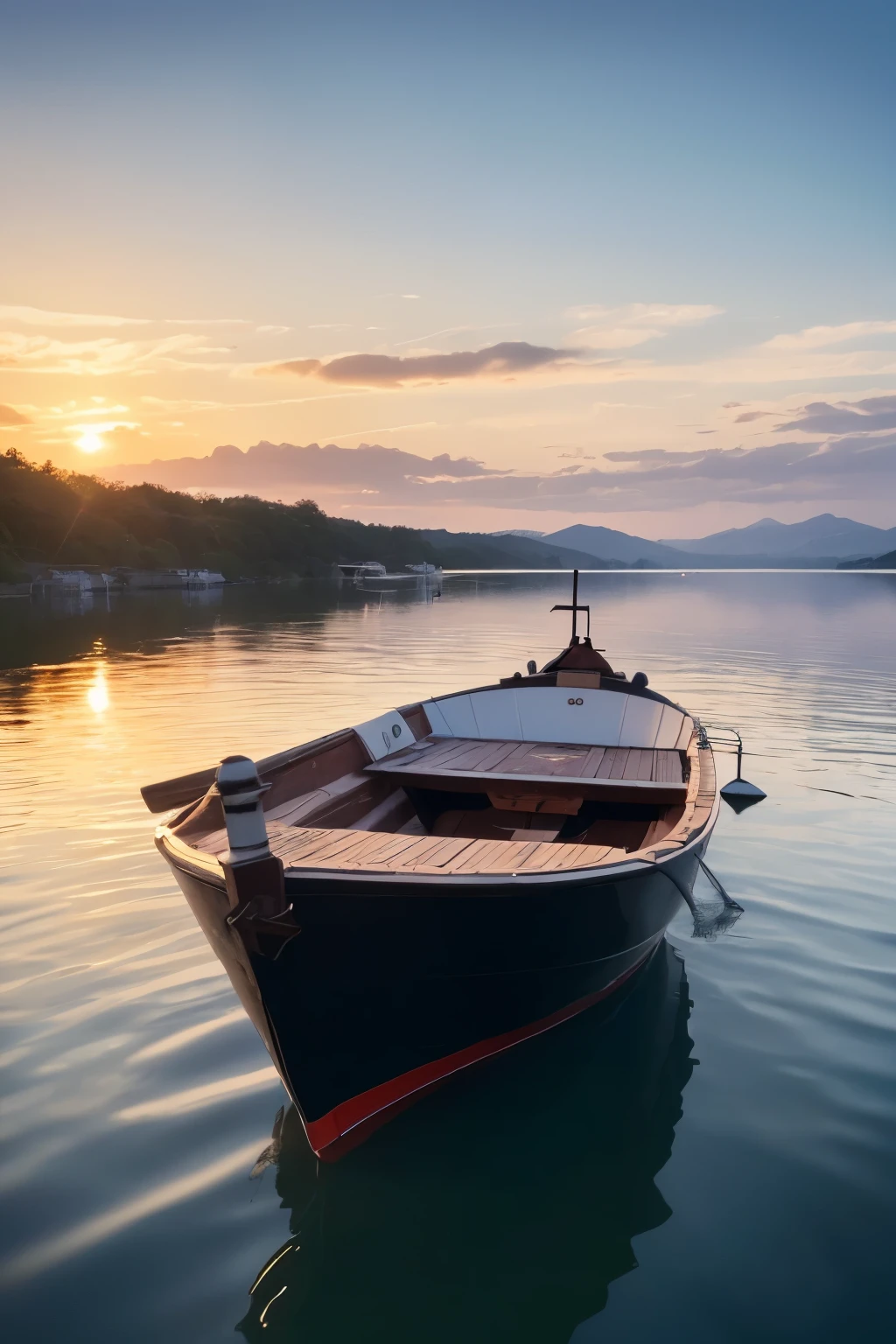 (8K, top-quality, masterpiece: 1.2)
(reallistic, Photorealistic: 1.2)

A phenomenally cute cat is sitting on a quaint little boat. (ultra-detailliert)
With its bright, inviting eyes and fluffy, well-groomed fur, the cat looks content and at ease as it gazes out at the serene water.
(hight resolution, 8K)

The boat's wooden planks glisten in the sunlight, reflecting off the calm, still water. (ultra-sharp details)
In the background, the sun sets over a picturesque landscape,