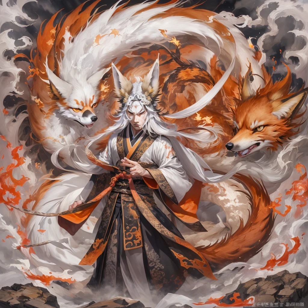 Nine-tailed fox 32k,red and white仙魔界, Chance encounter with Liu Hanshu, He saw his old self in him, Decided to accept him as a disciple, teach him how to protect himself, But because of the hidden star map, Phoenix and the Liu family、Jade Sword Sect builds relationships, Beginning with the death of Liu Hanshu, Qin Yu embarked on the road of confrontation with powerful enemies, work hard, make yourself stronger, Stick to your core path of justice, (nine-tailed fox)eyes full of anger,red and whitenine-tailed fox握緊了拳頭,dash forward,Give the opponent a fatal blow,full body lesbian,Full body nine-tailed fox male mage 32k(傑作canyon超HD)Phoenix(canyon)climb the streets, explosion scene(nine-tailed fox), (dragon), nine-tailed fox憤怒的戰鬥姿態, looking at the ground, batik linen headscarf, 中國red and white圖案長袖服裝, canyonred and whitenine-tailed fox(abstract acrylic splash:1.2)red and white(realistically:1.4),black hair,flour fluttering,rainbow background, high resolution, detail, RAW photos, Sharp Re, Nikon D850 film photo by Jefferies Lee 4 Kodak Portra 400 camera F1.6 guns, colorful, Ultra-realistic and vivid textures, dramatic lighting, Unreal Engine Art Station Trend, Sinest 800,red and white飄逸的霧氣,(((叢林canyon)))The injured line up in the street(OK)climb the streets,Movie Master Instant Image Quality(masterpiece,HD,Ultra high quality,32k) (linen batik scarf), fighting stance, looking at the ground, Linen bandana, 中國nine-tailed fox圖案長袖服裝, 早上的nine-tailed fox(Abstract gouache splash:1.2), dark clouds lightning background,sprinkling