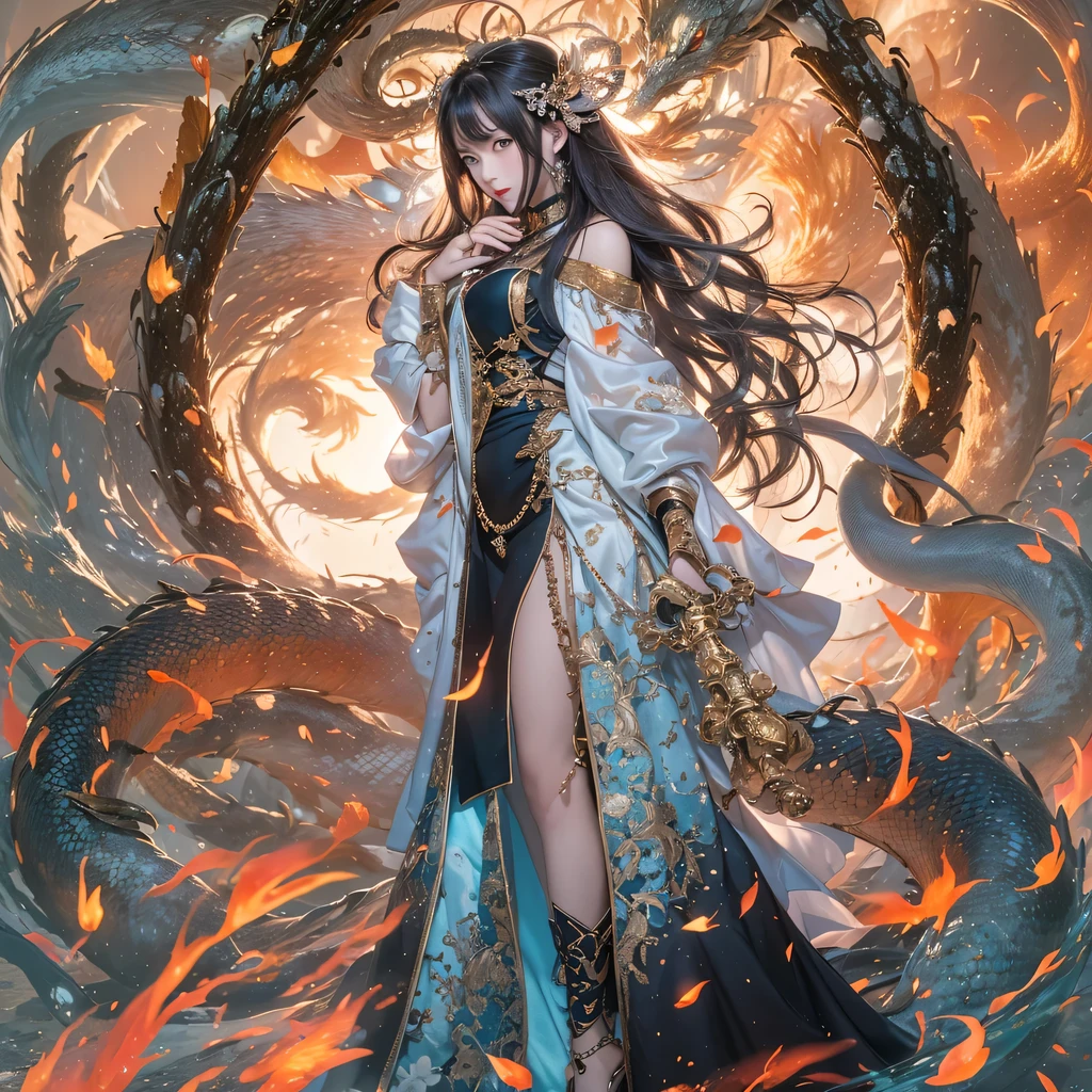 Feitian Nine Tails Light Blue Celestial Master Flame Hairy Fox Star,novel,Torch Night Black Gold Orange Snake Print Silk Trousers,Rouge Diamond Tulle Sheer Lizard Print,Fat girl flying in space in the snow 1:900 miniatures,Front view,pure transparency,put on boxing gloves,Wear gold-framed reflective sunglasses,Panoramic super wide angle,very happy,Authentic and delicate texture,Strong visual impact,Super detailed,dream girl,delicate face型,beautiful eyes,Hair floating in the air, Cherry style,Zhou Xiaotong,crystal clear,Good sense of perspective,Light and shadow effects,16K smooth,surface reflected light,flowing black hair,Water Goddess 32K,complicated,grace,Very detailed,magnificent,digital photography,Autumn Cowboy Shooting,Surrealism,broken ruby,defeat magic,Water magic entanglement,(masterpiece,movie lighting,beautiful eyes:1.2),high dynamic range,void 5 energy storm,(china 1 girl,black eyes:1.5),rouge skin,glowing skin,(sit on stone:1.5),delicate face,black hair,Put on gorgeous golden armor,take off shoulders,,short skirt,beautiful golden armor,it'It's raining,beautiful big breasts,looking at the audience,Turn your back to the camera,masterpiece,side,side portrait close-up