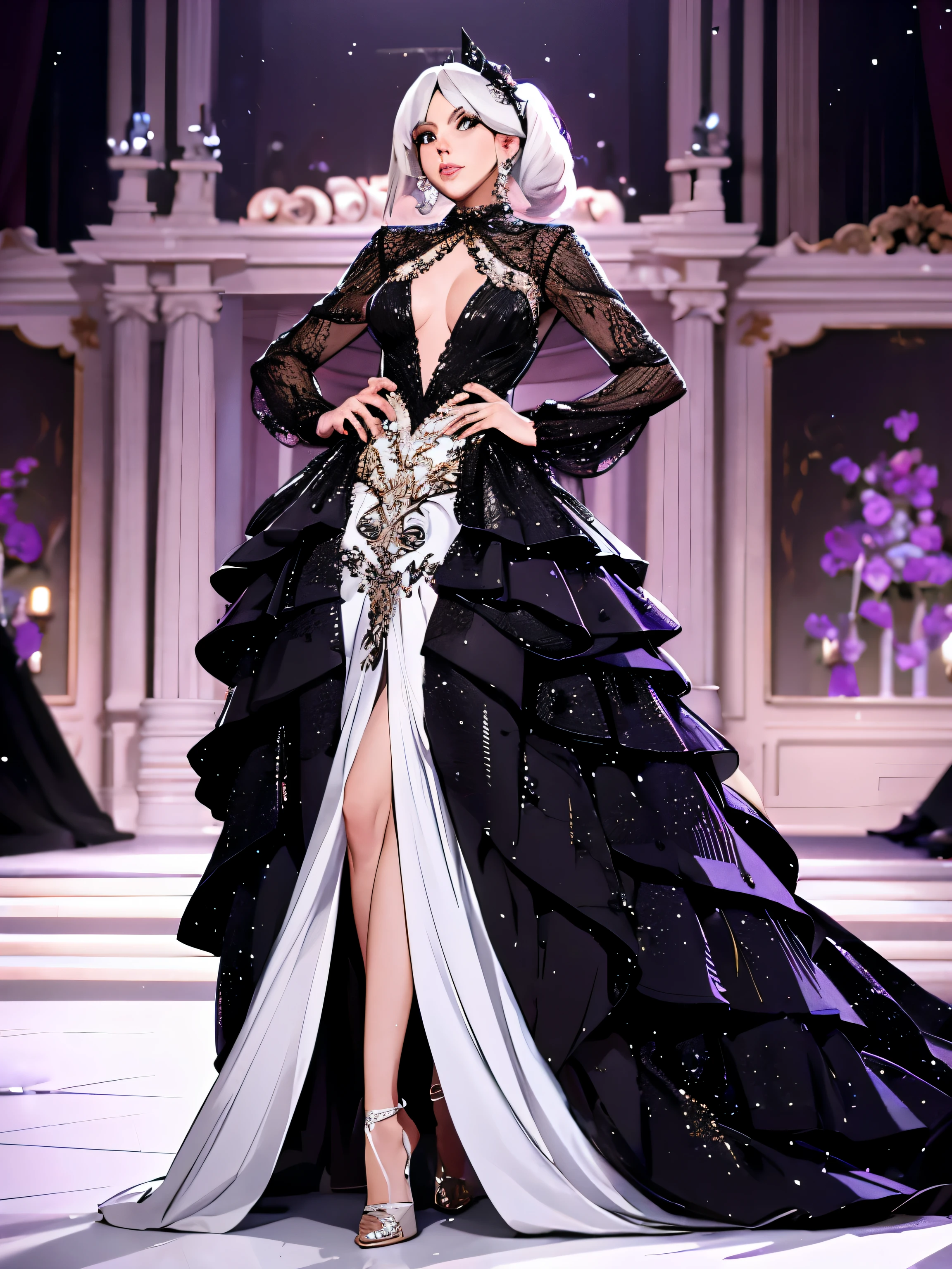 lady gaga wearing high fashion opulence gown in a haute couture runway