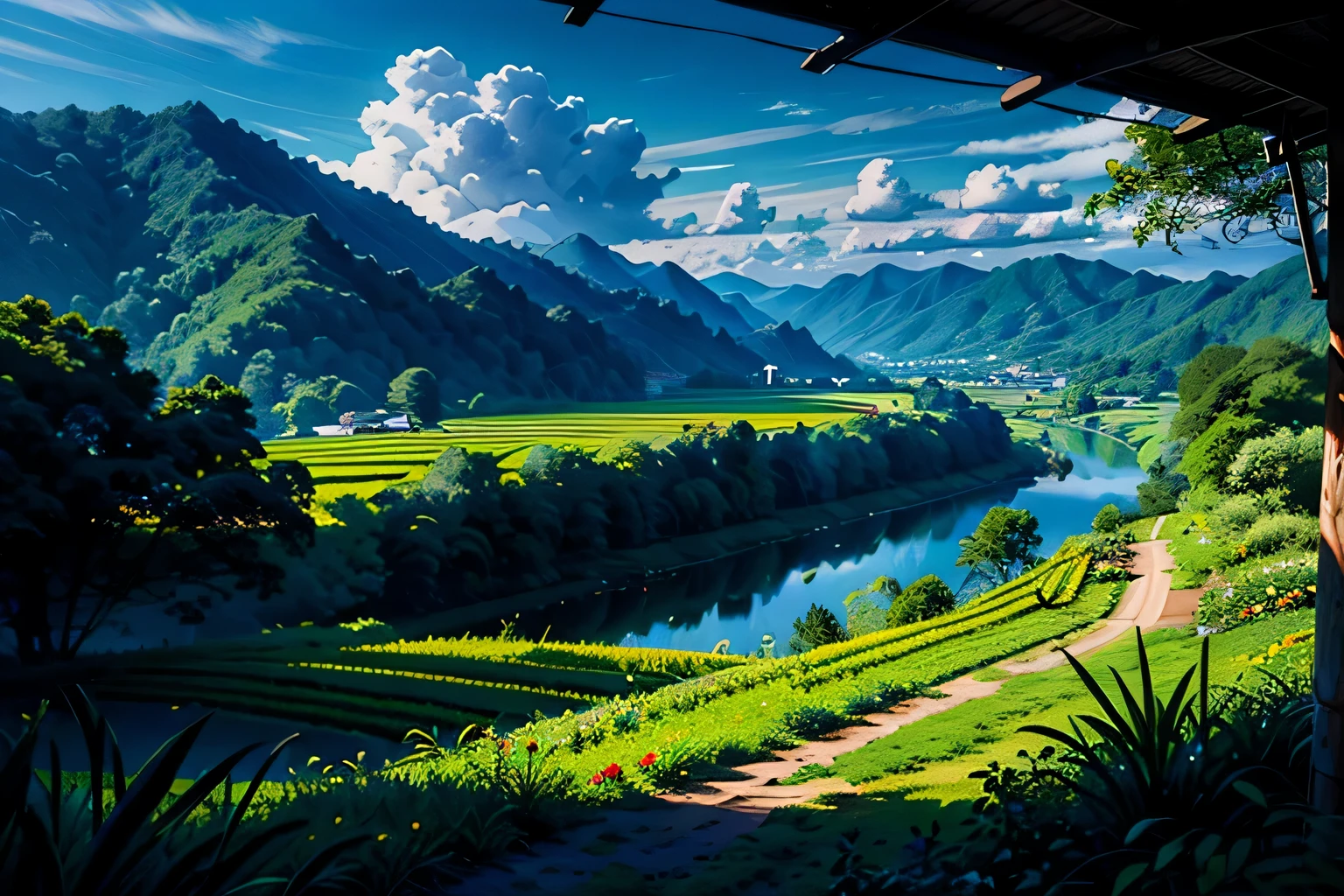 (best quality,4k,8k,high resolution,masterpiece:1.2),super detailed,actual,photoactual:1.37,Southeast Asia,stairs,farmer,2 chickens,Vietnam,farm生活,Fertile land,Rice terraces,Traditional agriculture,harvest season,greening,peaceful scenery,Hard working without complaint,No regrets,traditional clothing,在farm办事,sturdy bamboo hat,peaceful atmosphere,farm,vibrant culture,Colorful traditional houses,A rich heritage,great scenery,Dense vegetation,rice harvest,Modern agricultural technology,sunlight through leaves,buffalo grazing,neighborhood,Daily farm work,simple life,sustainable agricultural practices,从farm到餐桌,fresh organic produce,farmer,Real experience,Serene countryside