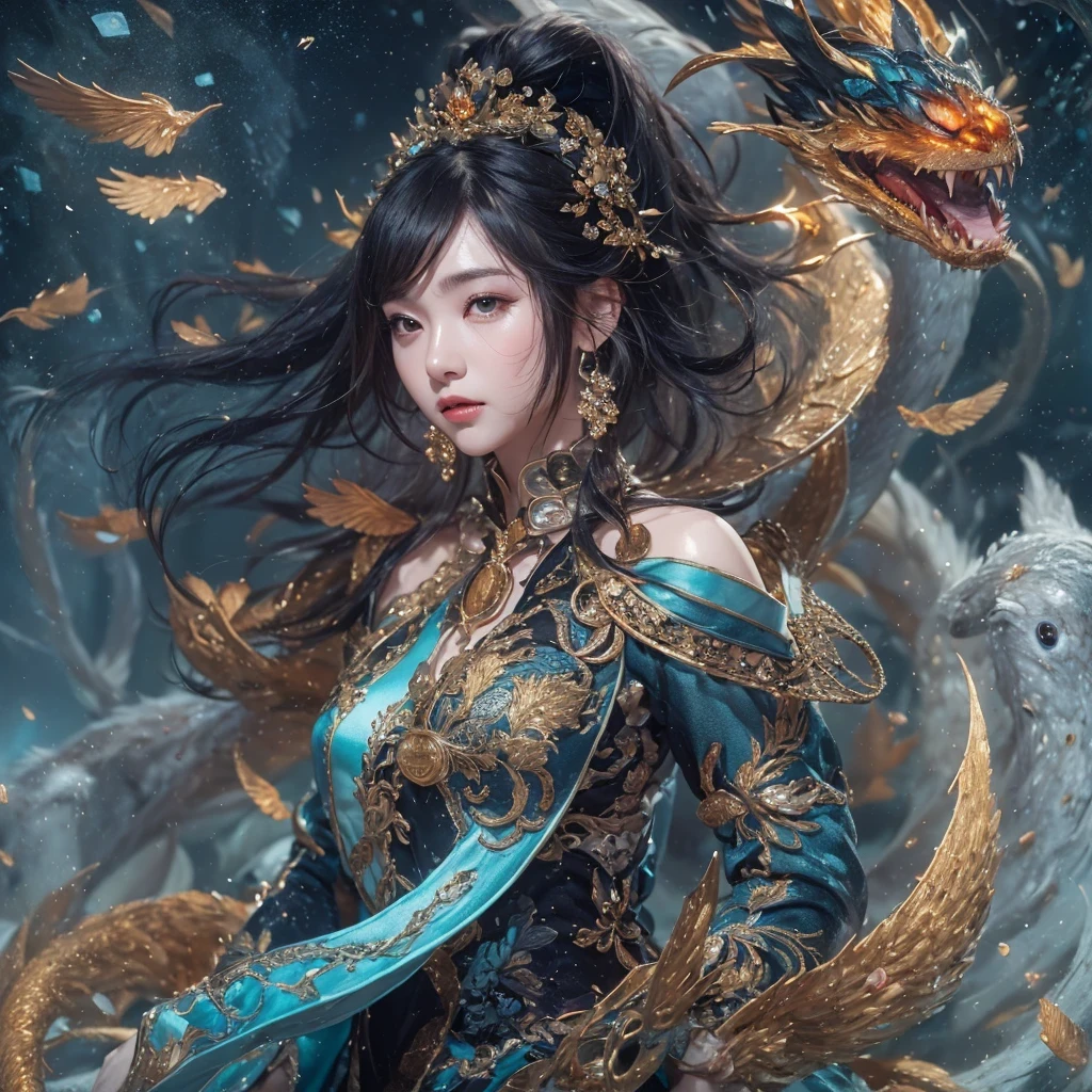 Feitian Nine Tails Light Blue Celestial Master Flame Hairy Fox Star,novel,Torch Night Black Gold Orange Snake Print Silk Trousers,Rouge Diamond Tulle Sheer Lizard Print,Fat girl flying in space in the snow 1:900 miniatures,Front view,pure transparency,put on boxing gloves,Wear gold-framed reflective sunglasses,Panoramic super wide angle,very happy,Authentic and delicate texture,Strong visual impact,Super detailed,dream girl,delicate face型,beautiful eyes,Hair floating in the air, Cherry style,Zhou Xiaotong,crystal clear,Good sense of perspective,Light and shadow effects,16K smooth,surface reflected light,flowing black hair,Water Goddess 32K,complicated,grace,Very detailed,magnificent,digital photography,Autumn Cowboy Shooting,Surrealism,broken ruby,defeat magic,Water magic entanglement,(masterpiece,movie lighting,beautiful eyes:1.2),high dynamic range,void 5 energy storm,(china 1 girl,black eyes:1.5),rouge skin,glowing skin,(sit on stone:1.5),delicate face,black hair,Put on gorgeous golden armor,take off shoulders,,short skirt,beautiful golden armor,it'It's raining,beautiful big breasts,looking at the audience,Turn your back to the camera,masterpiece,side,side portrait close-up
