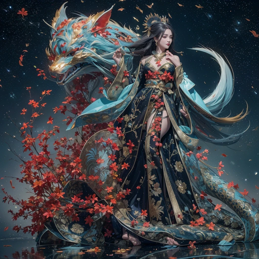 Flying Deer Antlers Nine Tails Light Blue Heavenly Master Flame Long Haired Fox Star，novel，Torch Night Black Gold Orange Snake Print Silk Trousers，Rouge Diamond Tulle Sheer Lizard Print，Fat girl flying in space in the snow 1:900 miniatures，Front view，pure transparency，put on boxing gloves，Wear gold-framed reflective sunglasses，Panoramic super wide angle，very happy，Authentic and delicate texture，Strong visual impact，Super detailed，dream girl，delicate face型，beautiful eyes，Hair floating in the air， Cherry style，Zhou Xiaotong，crystal clear，Good sense of perspective，Light and shadow effects，16K smooth，surface reflected light，flowing black hair，Water Goddess 32K，complicated，grace，Very detailed，magnificent，digital photography，Autumn Cowboy Shooting，Surrealism，broken ruby，defeat magic，Water magic entanglement，（masterpiece，movie lighting，beautiful eyes：1.2），high dynamic range，void 5 energy storm，(china 1 girl，black eyes:1.5），rouge skin，glowing skin，(sit on stone：1.5），delicate face，black hair，Put on gorgeous golden armor，take off shoulders，，short skirt，beautiful golden armor，it&#39;It&#39;s raining，beautiful big breasts，looking at the audience，Turn your back to the camera，masterpiece，side,side portrait close-up