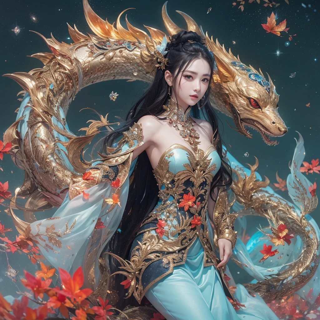 Feitian Nine Tails Light Blue Celestial Master Flame Hairy Fox Star，novel，Torch Night Black Gold Orange Snake Print Silk Trousers，Rouge Diamond Tulle Sheer Lizard Print，Fat girl flying in space in the snow 1:900 miniatures，Front view，pure transparency，put on boxing gloves，Wear gold-framed reflective sunglasses，Panoramic super wide angle，very happy，Authentic and delicate texture，Strong visual impact，Super detailed，dream girl，delicate face型，beautiful eyes，Hair floating in the air， Cherry style，Zhou Xiaotong，crystal clear，Good sense of perspective，Light and shadow effects，16K smooth，surface reflected light，flowing black hair，Water Goddess 32K，complicated，grace，Very detailed，magnificent，digital photography，Autumn Cowboy Shooting，Surrealism，broken ruby，defeat magic，Water magic entanglement，（masterpiece，movie lighting，beautiful eyes：1.2），high dynamic range，void 5 energy storm，(china 1 girl，black eyes:1.5），rouge skin，glowing skin，(sit on stone：1.5），delicate face，black hair，Put on gorgeous golden armor，take off shoulders，，short skirt，beautiful golden armor，it&#39;It&#39;s raining，beautiful big breasts，looking at the audience，Turn your back to the camera，masterpiece，side,side portrait close-up
