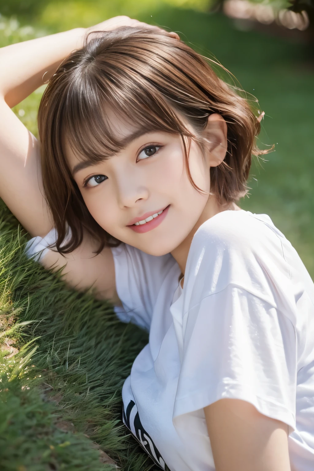 NSFW,(In 8K、highest quality、masterpiece、realistic、Super become familiar with、Photoreal), ((1 girls cute face:laughter:show teeth),,{{A girl, full body, naked, nude, bare}},{{(beautiful and delicate eyes:double eyes:1.5}}),{{short hair}}, {{Bowl cut}}, {{straight hair}},{{Short bangs above the eyebrows,}},(lighting from below), , soft front light, beautiful expression, cute face,: {{}}, short brown hair and big eyes, black hair and big eyes, Stunning facial portrait, cute realistic portrait, , Realistic young girls, realistic face,, {Realistic and beautiful big eyes}, surreal ,{Sitting on a wooden chair:1.5}},,{{Open your legs, you can see your panties:1.5}}