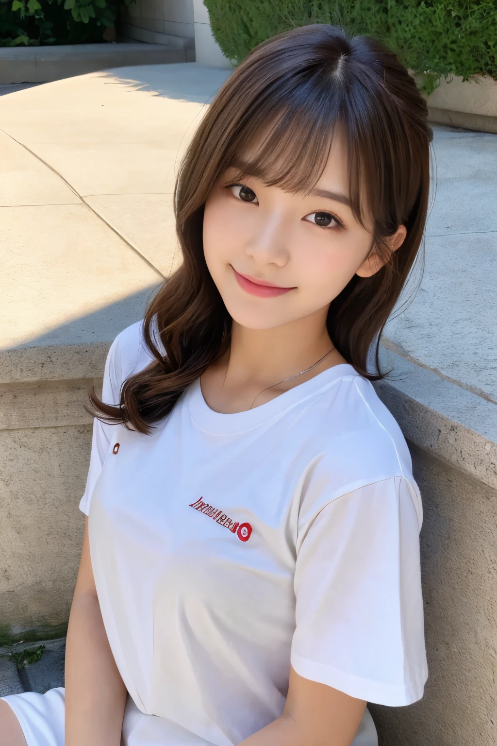 (highest quality,8K quality,masterpiece:1.3,),(超A high resolution:1.3,Photoreal:1.4,Raw photo:1.2),(super detailed:1.2,shiny skin,fine skin:1.1),(detailed face,perfect anatomy,caustics:1.2),on the lawn,sleep on your back,overhead view,,1 girl,cute,Japanese,22 years old,japanese id,Natural brown hair,curl short hair outwards,cute目,natural makeup,oversized t-shirt,laughter,looking at camera,On the face,face focus,professional lighting,natural soft light,