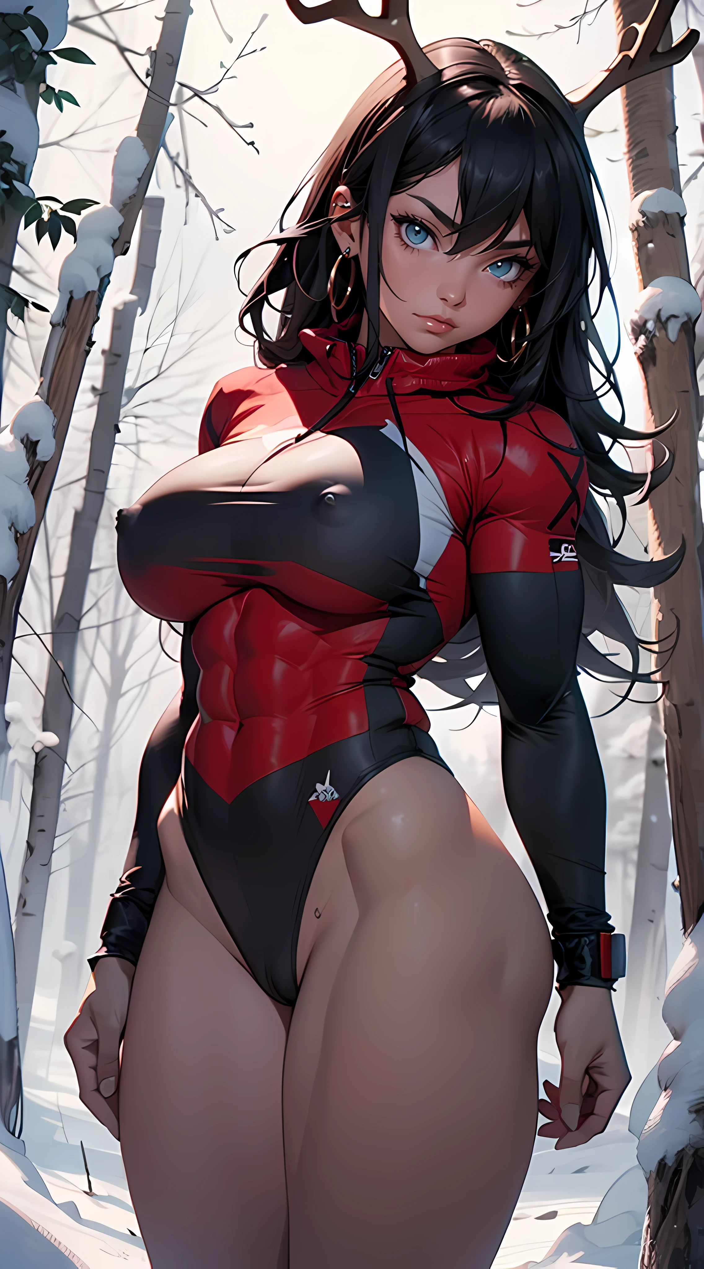 (((((Massive Female Bodybuilder))))), , , 
((((Muscular Quadriceps)))), , , 
((((Huge breasts)))), , ,
 ((((nsfw)))),cute,slutty,seductive,((((erotic)))),highres,sharp focus, ultra detailed,photorealistic artwork:1.37,extremely detailed CG unity 8k wallpaper,(vibrant colors,vibrant theme),intricate,masterpiece,best quality,gothic reindeer girl,extremely cute and beautiful black haired anime gothic reindeer girl with very little clothes,
saggy breasts,(black straight hair:1.35,absurdly long hair,colored inner hair,ear breathing),(((red_eyes:1.3))),intricate eyes,beautiful detailed eyes,symmetrical eyes,big eyes:1.5,((fat)),
(dynamic pose:1.0),embarrassed,(centered,scale to fit dimensions,Rule of thirds),
dark stormy clouds,winter,scenery:1.25,((snow forest background))