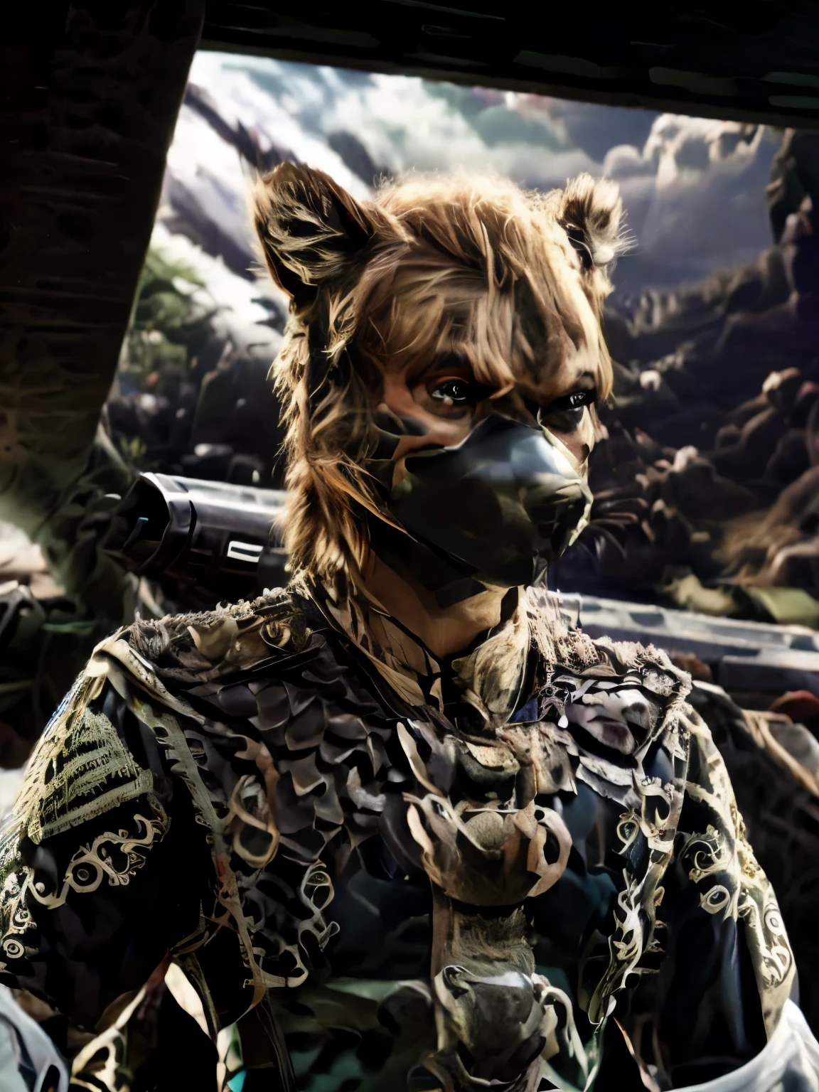 hyena space pirate, anthro hyena space pirate, masterpiece, photo realistic, hyper realistic, anthropomorphic space pirate