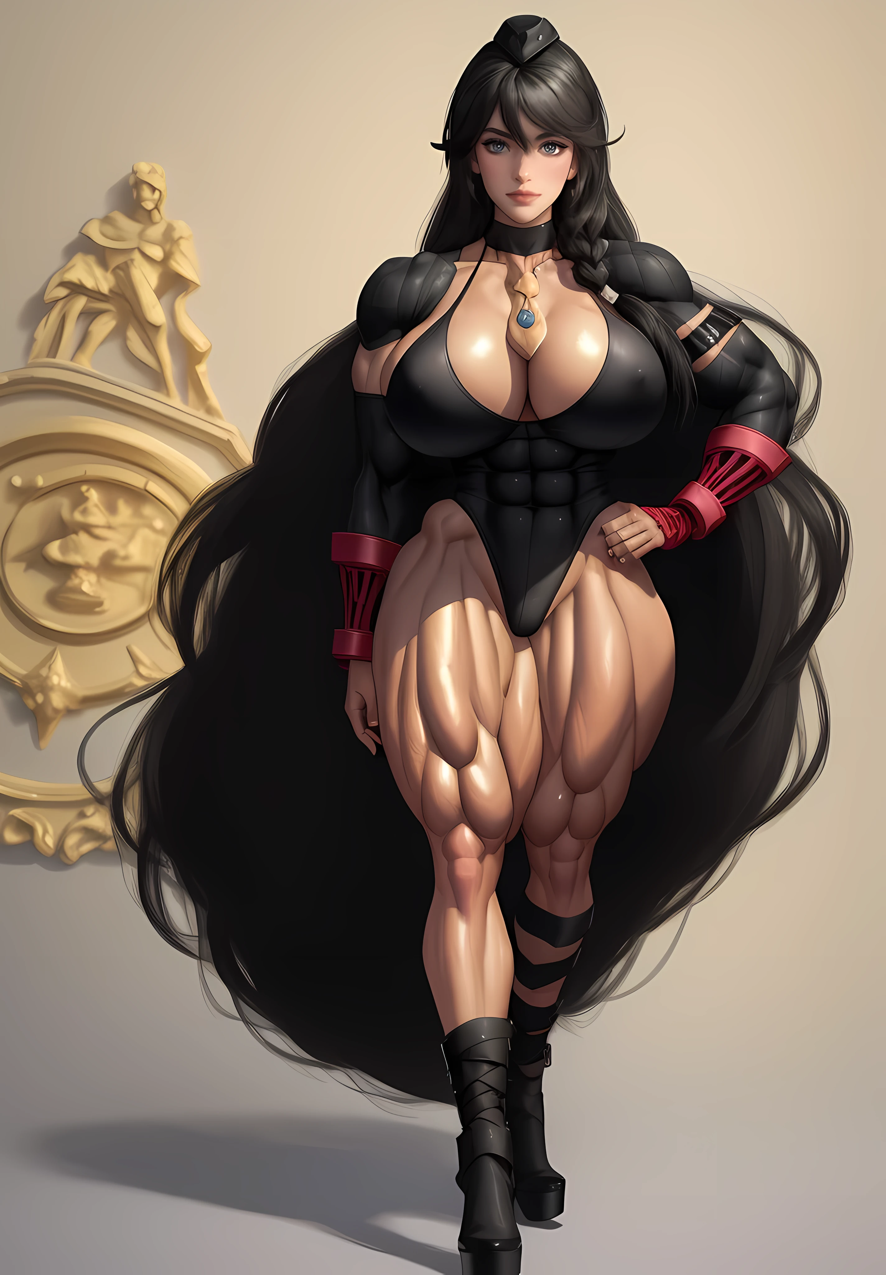 (((Massive Female Bodybuilder))), , ,
(((Anatomic Accurate Massive Muscular Quadriceps))), , ,
(((huge breasts))), 1, , (masterpiece, best quality:1.2), (Detailed face and eyes:1.3), (high resolution:1.6),Best Quality,(masterpiece:2.0), ultra-detailed, (hyper-detailed:1.5), Fullbody commission for, commission for high res, oc commission, sinister pose, full body xianxia, fullbody pose, commission for, thick black lineart, velvet crowe, wide hips, full body, platform heels, (very long, black) hair, (red, empty) eyes, wide hips, bimbo, dollsuit,