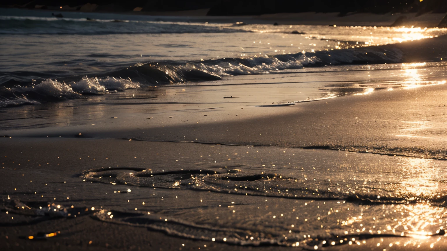 Reflection of lights on wet sand