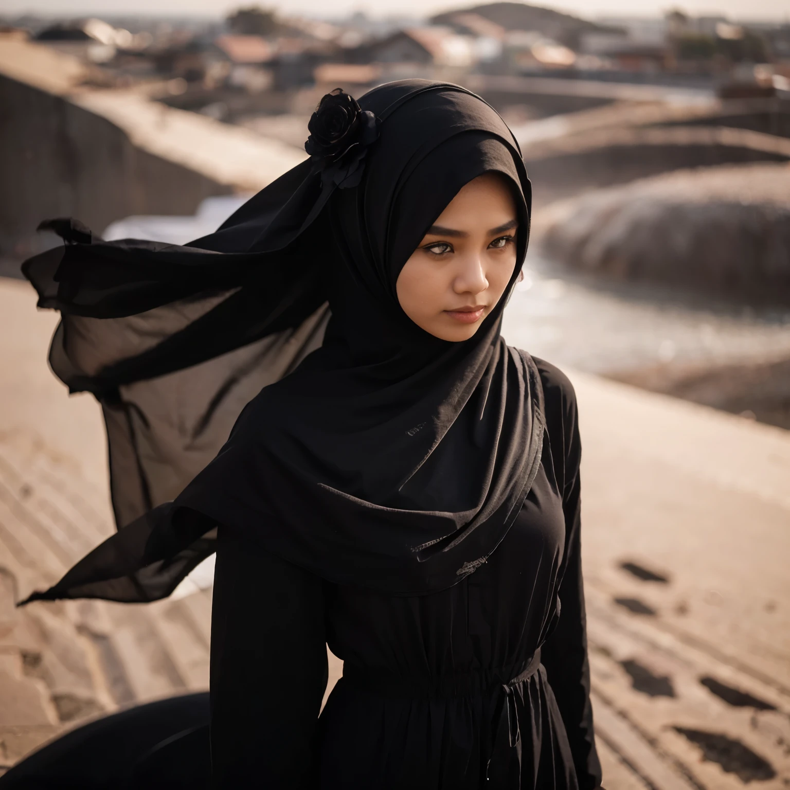 Indonesia girl, wear black hijab