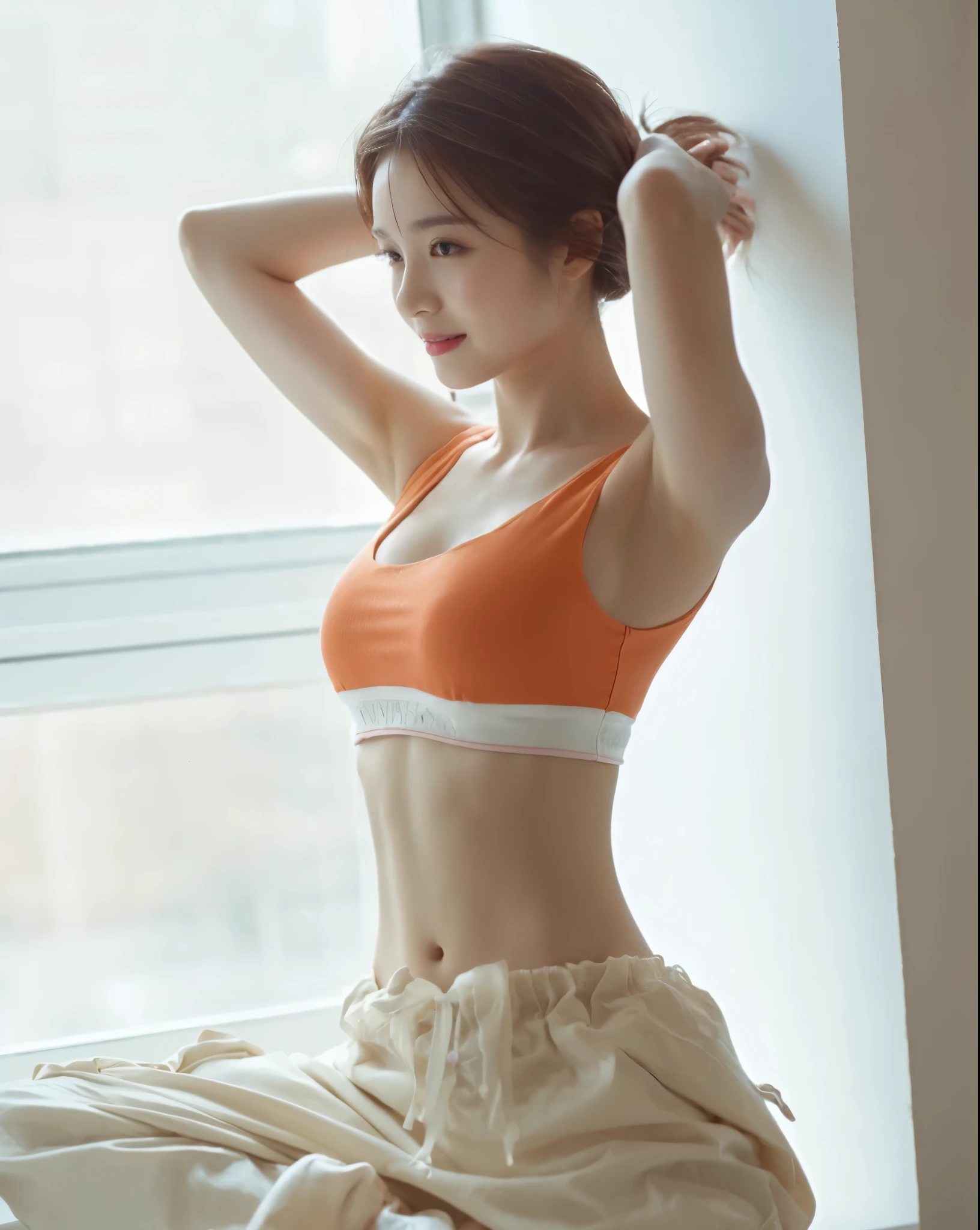 ((Masterpiece, Top image quality, high resolution、alone、skin shiny))(on the table, best quality, actual, super detailed, meticulous, high resolution, 8k wallpaper),huge breasts, Close-up portrait of a beautiful woman, like, smiling, light brown messy hair, Perfect dynamic composition, 美丽meticulous的眼睛, Just like the cover of a fashion magazine, on campus,Gorgeous costumes,hot stamping clothing,One of them is wearing a pink tulle dress,long black hair、8--old l wearing pink bow hairpin sitting on the ground holding balloons,The white buds do not exceed the knees,girl'bedroom,pink girl'Room decoration。