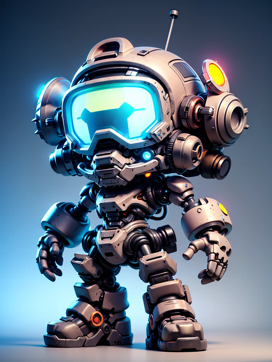 Pixar style, (Blind box toy style:1.2), (full-body shot) , 1 transparent cute voodoo doll, Transparent mecha, Exquisite helmet:1.2, Luminous goggles:1.2, Colorful neon lights, High-tech mechanical parts, Metal body, Detailed mechanical metal design, bright colors, Dynamic glow, Reflective metal surface, bright environment, dynamic poses, Exquisite presence, skill improved, interlocking mechanical gears, Stylish design, motion blur effect, Detailed metal processing, Sci-fi atmosphere, Streamlined aerodynamic shape, Laser scanning pattern, Holographic projection, LED light track, beautiful and unforgettable, Advanced sensors, complex algorithm, Ominous and mysterious atmosphere, electric spark, Shiny chrome plating, Propulsion systems of the future, Clean, White background, (global illumination, Ray tracing, high dynamic range, Unreal rendering,Reasonable design, high detail, masterpiece, best quality, ultra high definition, light)，Chibi，locomotive