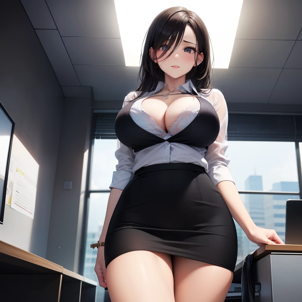 see through,office,bra,disheveled hair,job interview suit,2 lady,pencil skirt,lift skirt,cleavage,riding dildo,nsfw,m legs,high hel