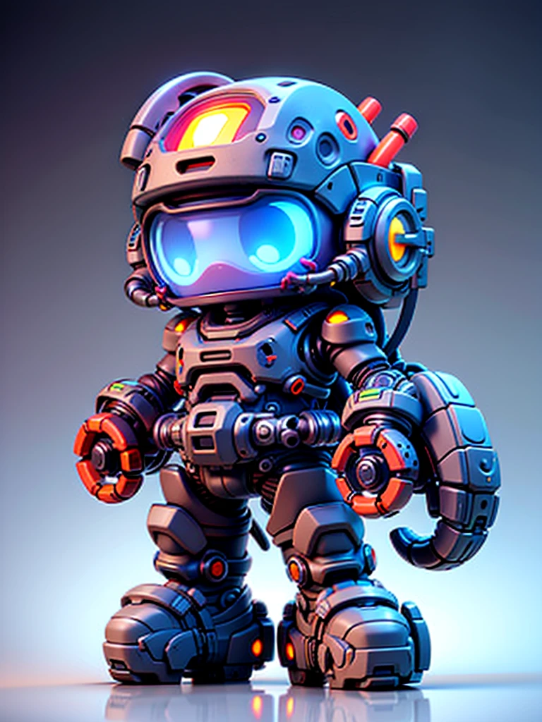 Pixar style, (Blind box toy style:1.2), (full-body shot) , 1 transparent cute voodoo doll, Transparent mecha, Exquisite helmet:1.2, Luminous goggles:1.2, Colorful neon lights, High-tech mechanical parts, Metal body, Detailed mechanical metal design, bright colors, Dynamic glow, Reflective metal surface, bright environment, dynamic poses, Exquisite presence, skill improved, interlocking mechanical gears, Stylish design, motion blur effect, Detailed metal processing, Sci-fi atmosphere, Streamlined aerodynamic shape, Laser scanning pattern, Holographic projection, LED light track, beautiful and unforgettable, Advanced sensors, complex algorithm, Ominous and mysterious atmosphere, electric spark, Shiny chrome plating, Propulsion systems of the future, Clean, White background, (global illumination, Ray tracing, high dynamic range, Unreal rendering,Reasonable design, high detail, masterpiece, best quality, ultra high definition, light)，Chibi，locomotive