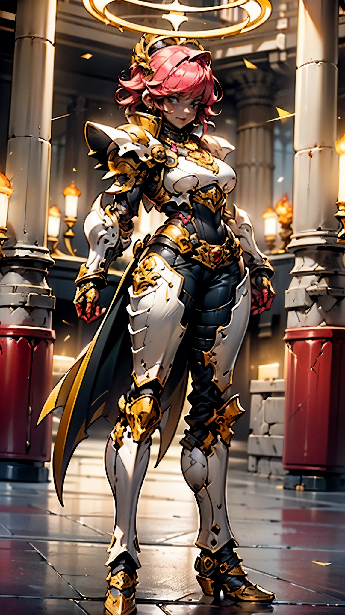 A woman adorned in fantasy-style full-body armor, a crown-concept fully enclosed helmet that unveils only her eyes, a composite layered chest plate, fully encompassing shoulder and hand guards, a lightweight waist armor, form-fitting shin guards, the overall design is heavy-duty yet flexible, ((the armor gleams with a golden glow, complemented by red and blue accents)), exhibiting a noble aura, she floats above a fantasy-surreal high-tech city, this character embodies a finely crafted fantasy-surreal style armored hero in anime style, exquisite and mature manga art style, (Queen bee mixed with Spider concept Armor, plasma, blood), ((Element, energy, elegant, goddess, femminine:1.5)), metallic, high definition, best quality, highres, ultra-detailed, ultra-fine painting, extremely delicate, professional, anatomically correct, symmetrical face, extremely detailed eyes and face, high quality eyes, creativity, RAW photo, UHD, 32k, Natural light, cinematic lighting, masterpiece-anatomy-perfect, masterpiece:1.5