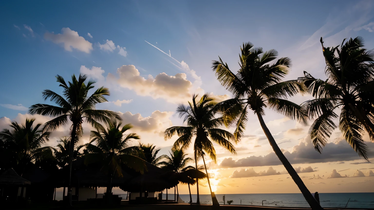 Silhouette of palm trees against the sky