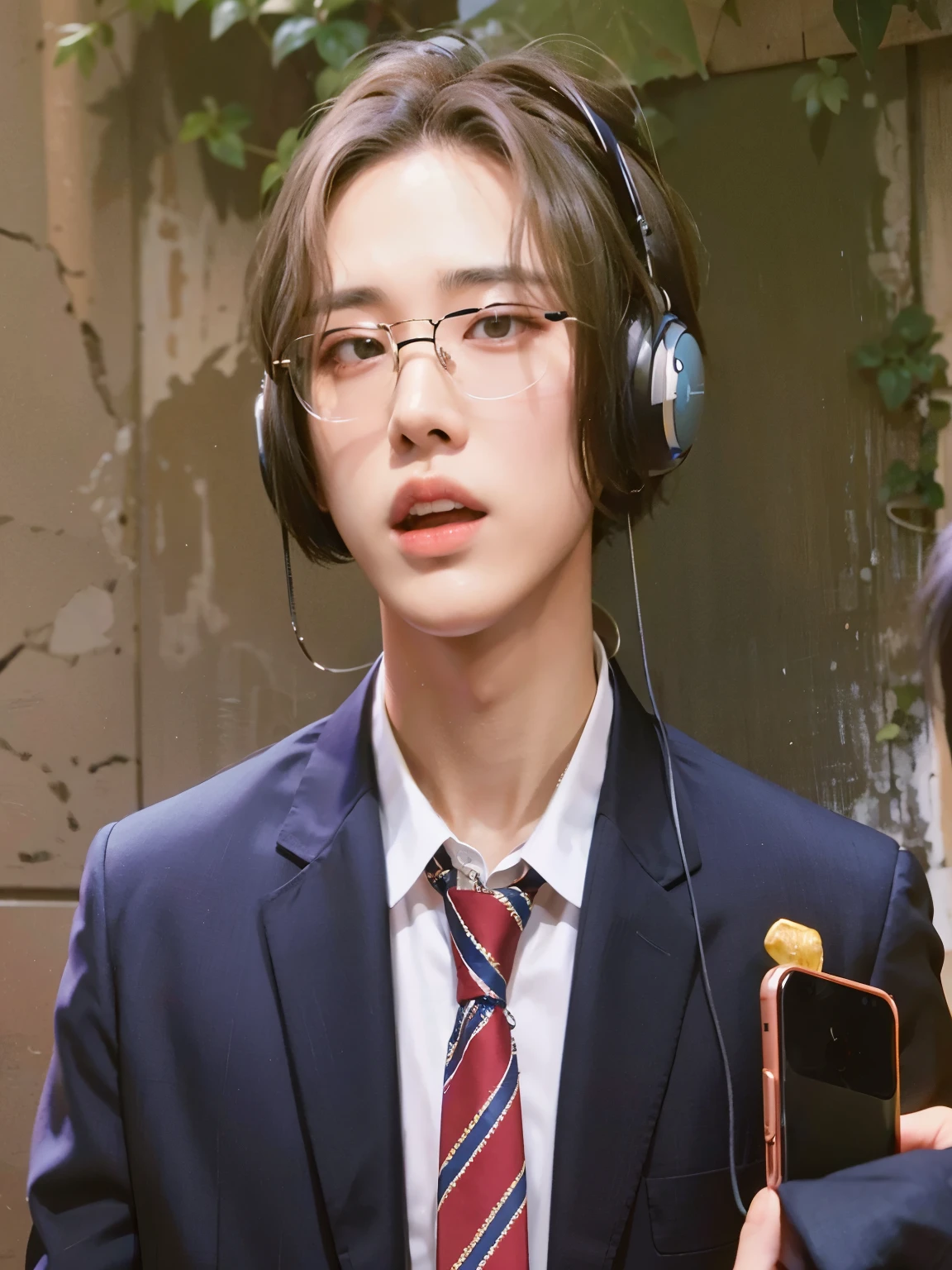 mejor calidad de foto, hay un hombre con auriculares, traje y corbata, Jung Jaehyun, jaeyeon nam, yanjun chengt, kim taejin, hong junio hyung, shin jeongho, hyung tae, cai xukun, el tiene auriculares, hombre surcoreano, jinyoung shin, korean idol, Vistiendo traje y gafas, he is wearing a suit