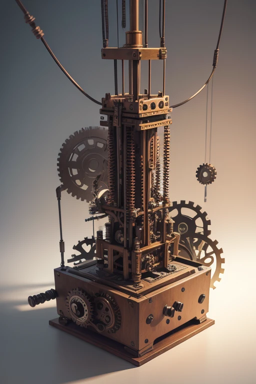 Mechanical Puppet, complex mechanism, gears, wires, pipes, joints